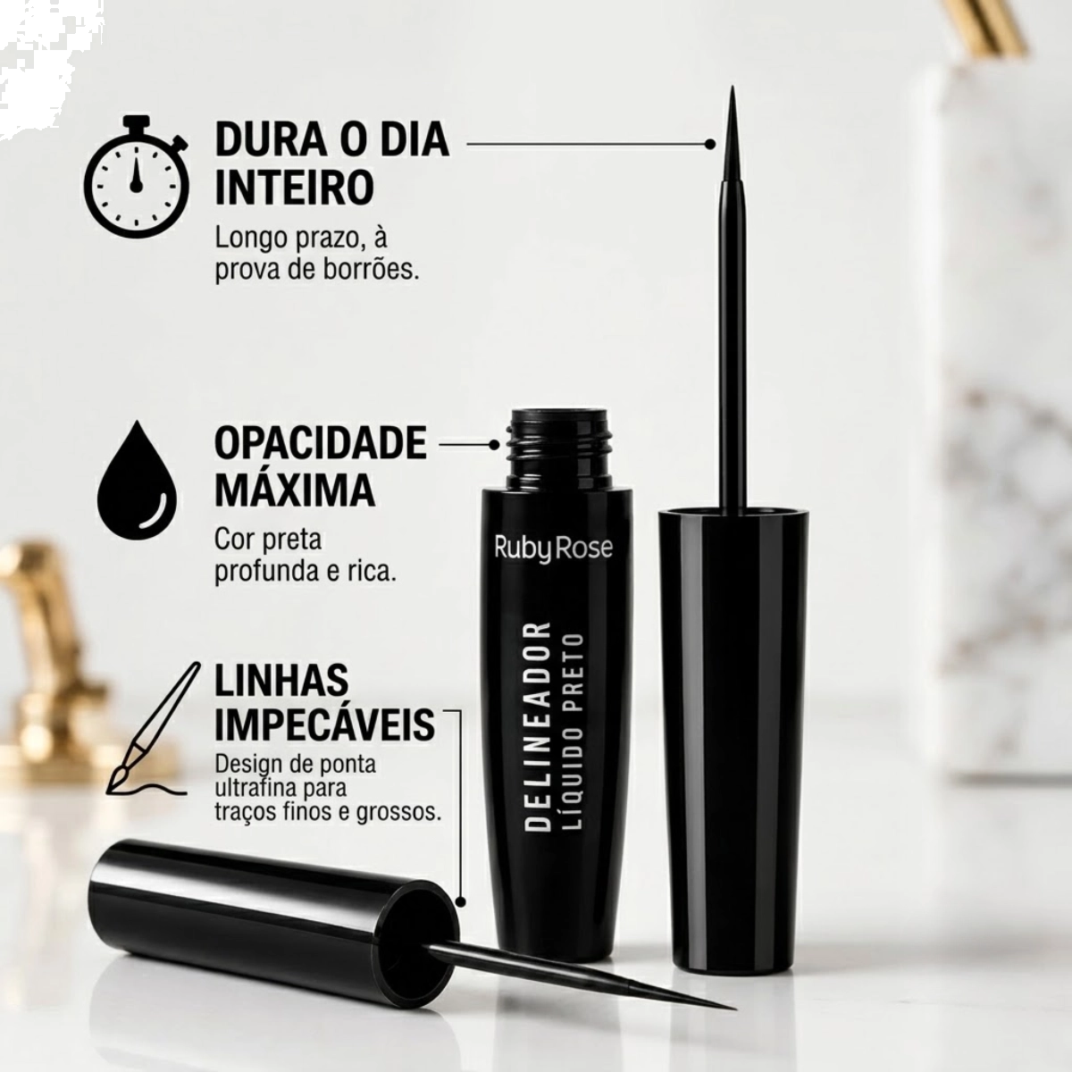 DELINEADOR LIQUIDO PRETO A PROVA DAGUA RUBY ROSE HB8406 DELINEADOR LIQUIDO PRETO A PROVA DAGUA RUBY ROSE HB8406