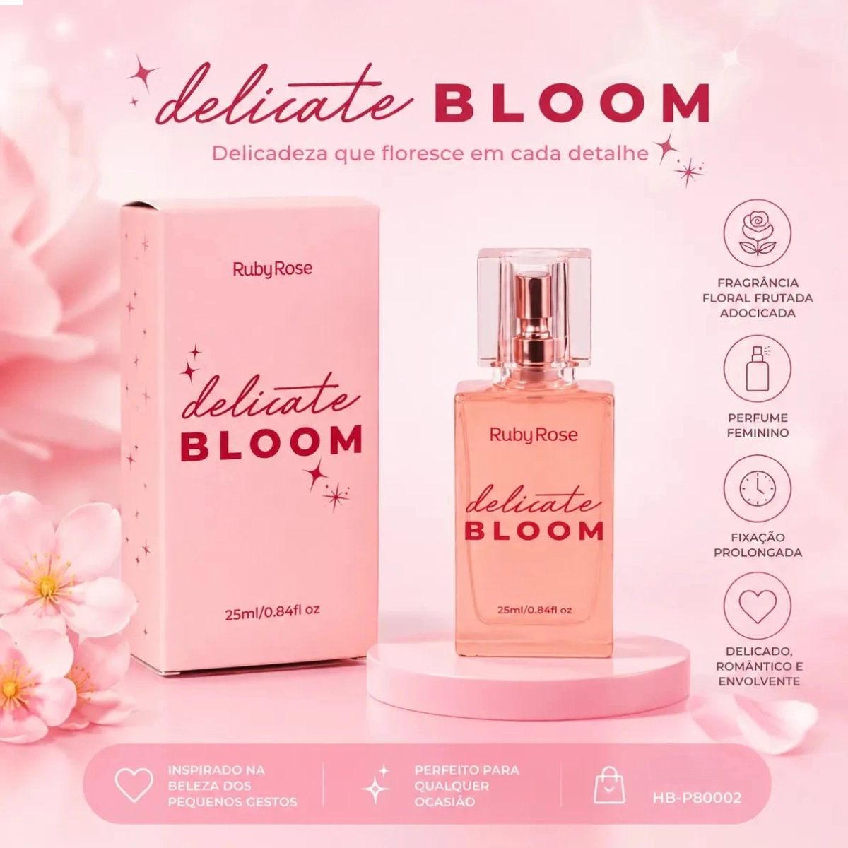 DESODORANTE COLÔNIA DELICATE BLOOM RUBY ROSE 25ML FLORAL FRUTADO DESODORANTE COLÔNIA DELICATE BLOOM RUBY ROSE 25ML FLORAL FRUTADO