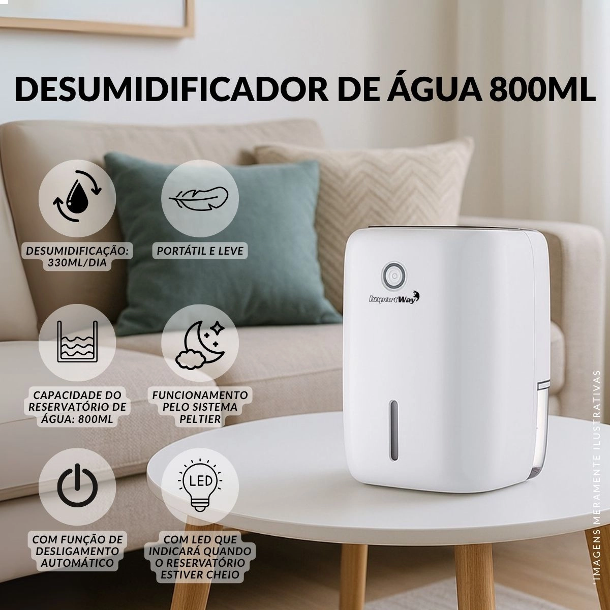 DESUMIDIFICADOR DE AR ELÉTRICO ANTIMOFO 800ML BRANCO IMPORTWAY DESUMIDIFICADOR DE AR ELÉTRICO ANTIMOFO 800ML BRANCO IMPORTWAY