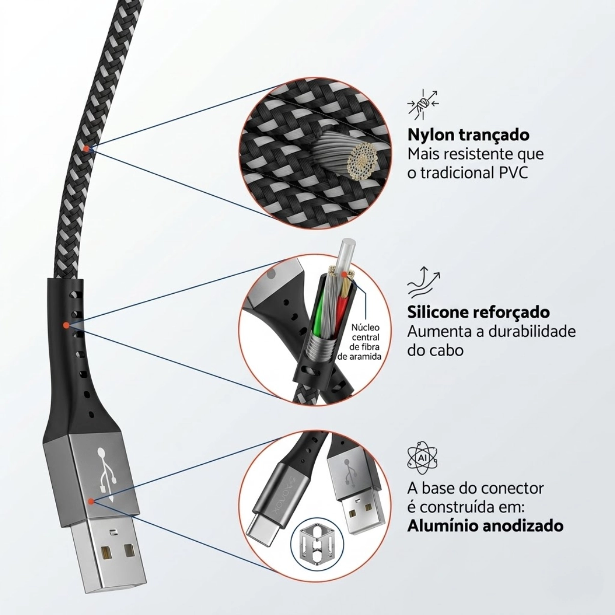 Esc05bk-cb Usb C-a Nylon Tranc1,2m Bk/br