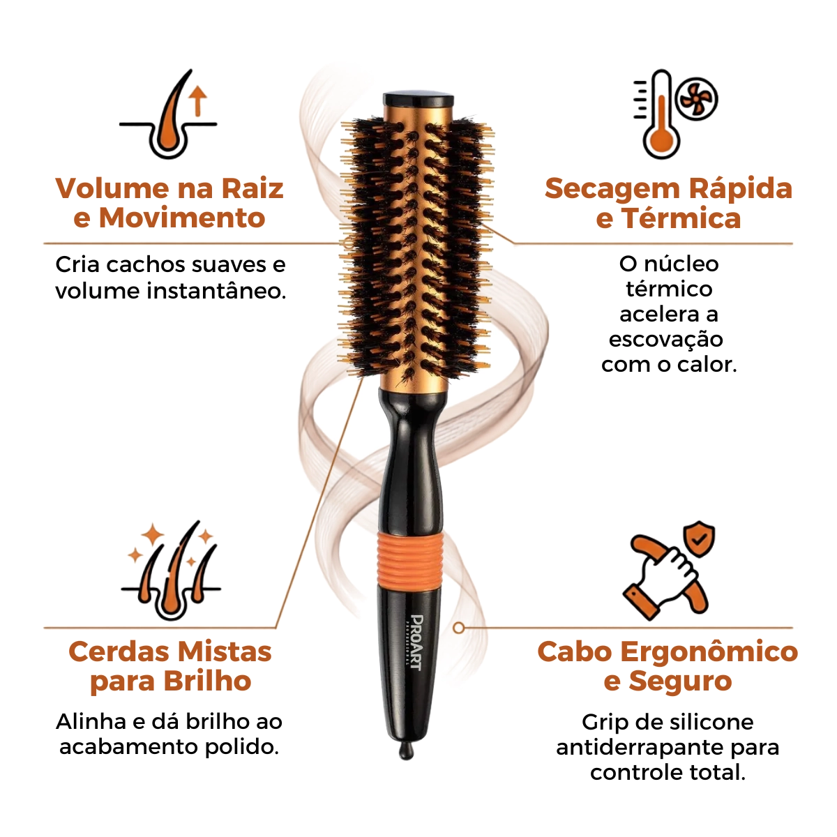 ESCOVA DE CABELO METALICA PRO LARANJA 38MM TÉRMICA CERDAS DUPLAS ESCOVA DE CABELO METALICA PRO LARANJA 38MM TÉRMICA CERDAS DUPLAS