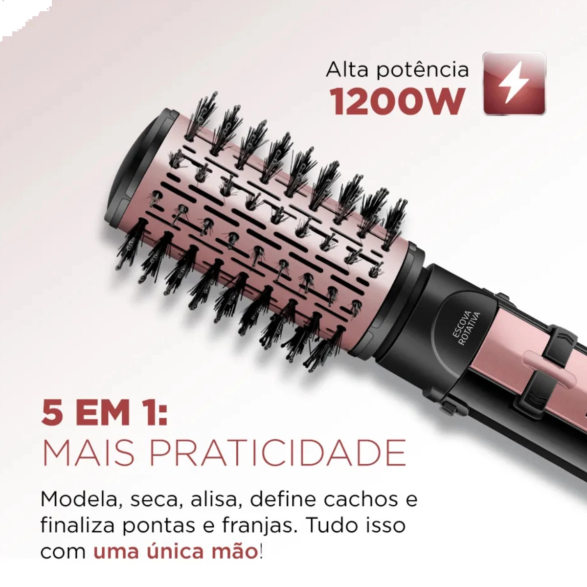 ESCOVA DE CABELO ROTATIVA MONDIAL 1200W BLACK ROSE 127V ESCOVA DE CABELO ROTATIVA MONDIAL 1200W BLACK ROSE 127V