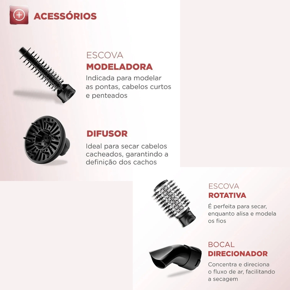 ESCOVA DE CABELO ROTATIVA MONDIAL 1200W BLACK ROSE 127V ESCOVA DE CABELO ROTATIVA MONDIAL 1200W BLACK ROSE 127V