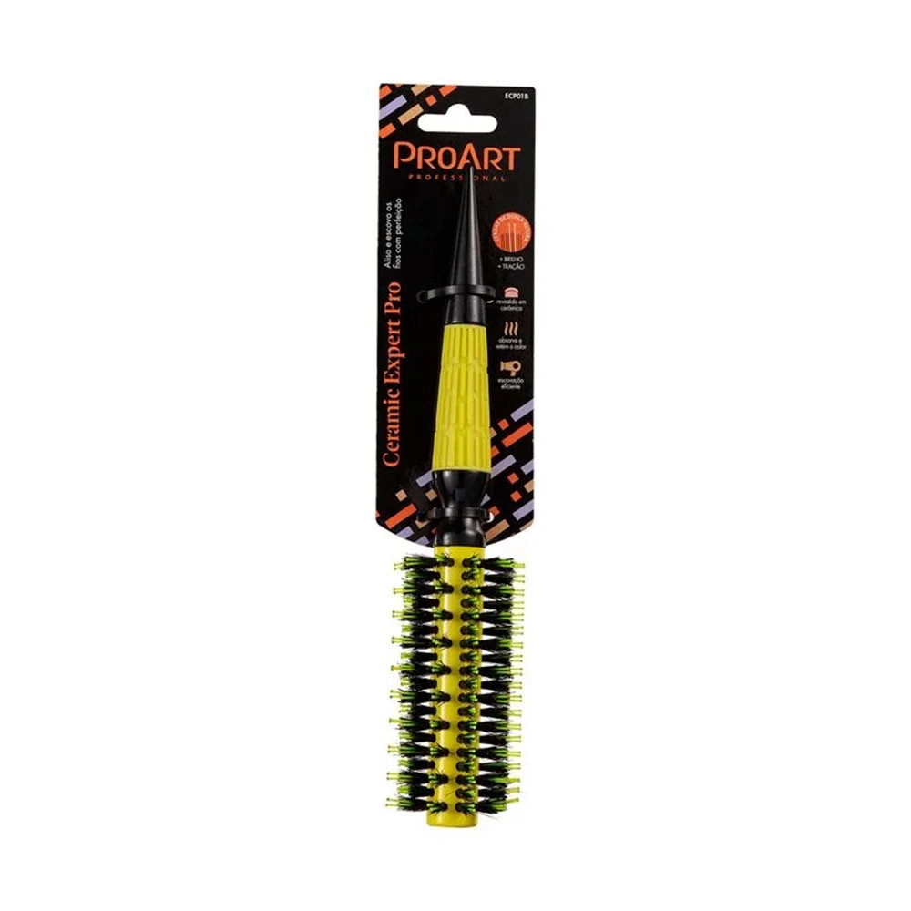 ESCOVA PROFISSIONAL CERÂMICA PROART 19MM AMARELA 
