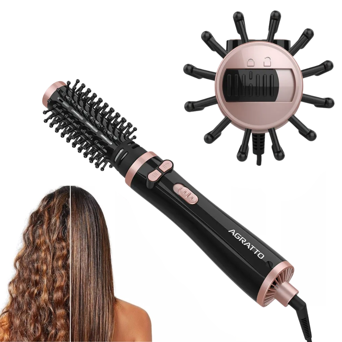 ESCOVA SECADORA ROTATIVA 6 EM 1 BIVOLT SELETIVO 1100/1200W AGRATTO 