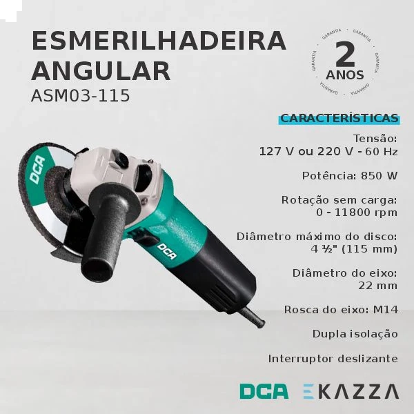 Esmerilhadeira Angular 4.1/2'' 850W ASM03-115 ? 127V