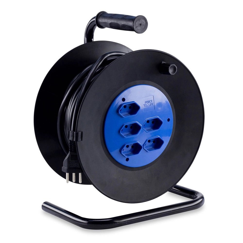 EXTENSÃO COM CARRETEL FORCELINE 30M PRETO/AZUL 10A