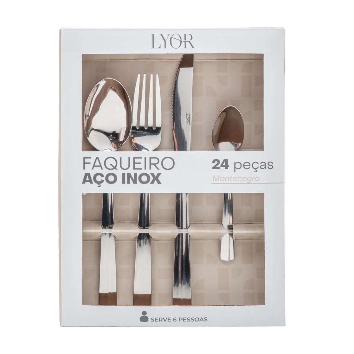 FAQUEIRO DE 24 PEÇAS 6 PESSOAS MONTENEGRO AÇO INOX