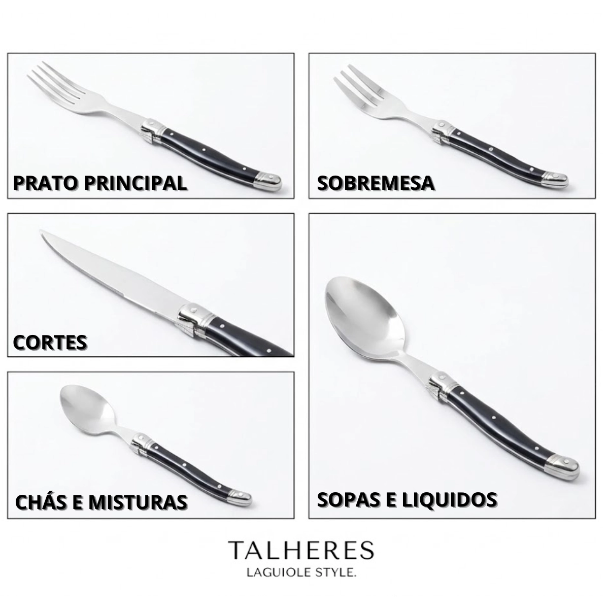 Faqueiro Laguiole 35 Peças Kenya Preto Serviço Completo Faqueiro Laguiole 35 Peças Kenya Preto Serviço Completo