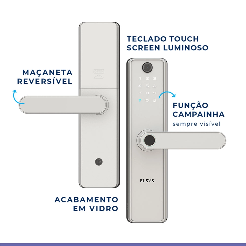 FECHADURA DIGITAL SAX DE EMBUTIR ELSYS COM CAMERA WI-FI E ABERTURA BIOMETRICA PRATA FECHADURA DIGITAL SAX DE EMBUTIR ELSYS COM CAMERA WI-FI E ABERTURA BIOMETRICA PRATA