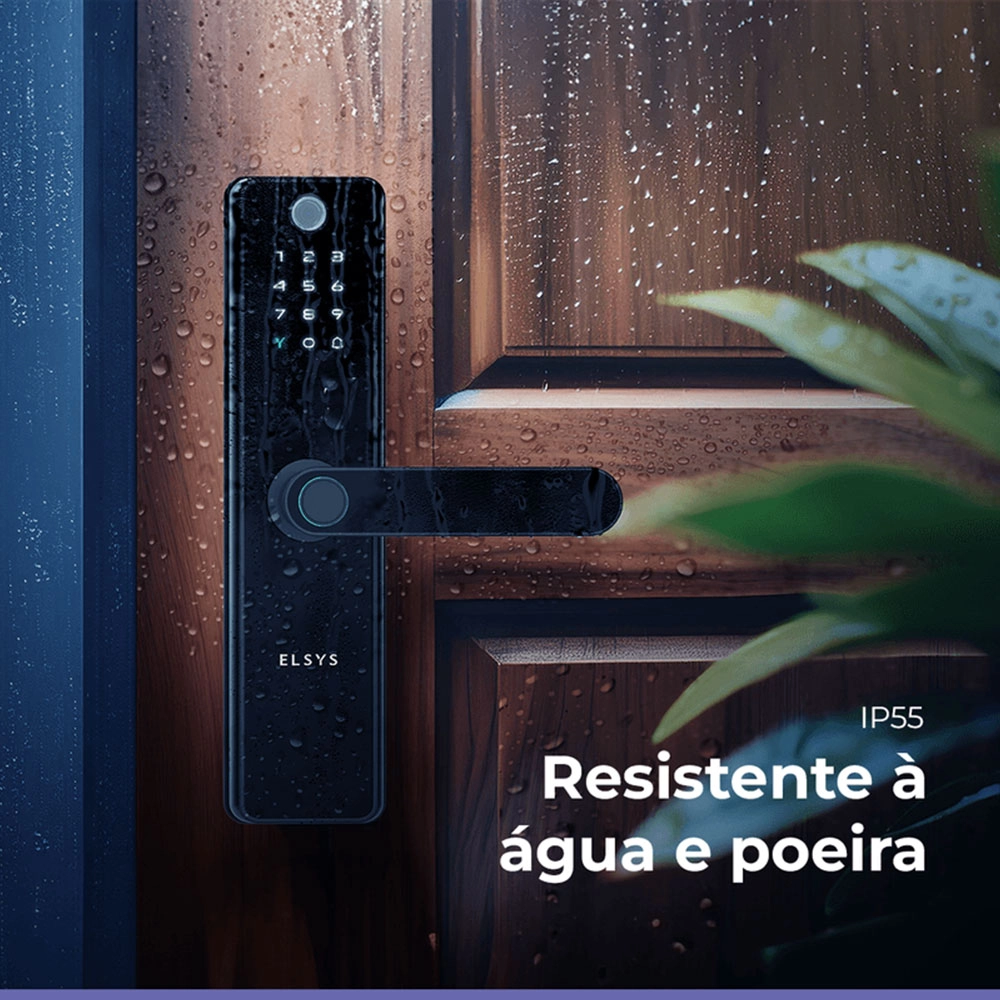 Fechadura Digital Sax de Embutir Elsys com Camera Wi-fi e Abertura Biometrica Preta