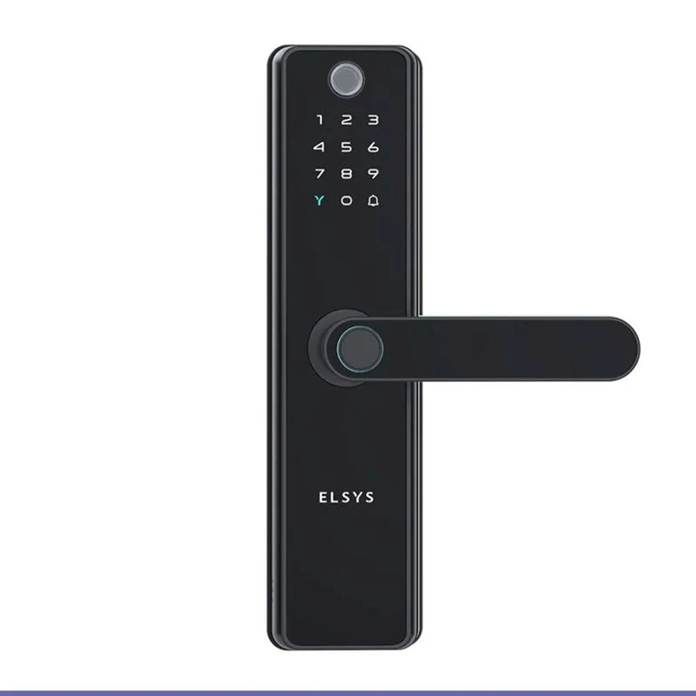 Fechadura Digital Sax de Embutir Elsys com Camera Wi-fi e Abertura Biometrica Preta