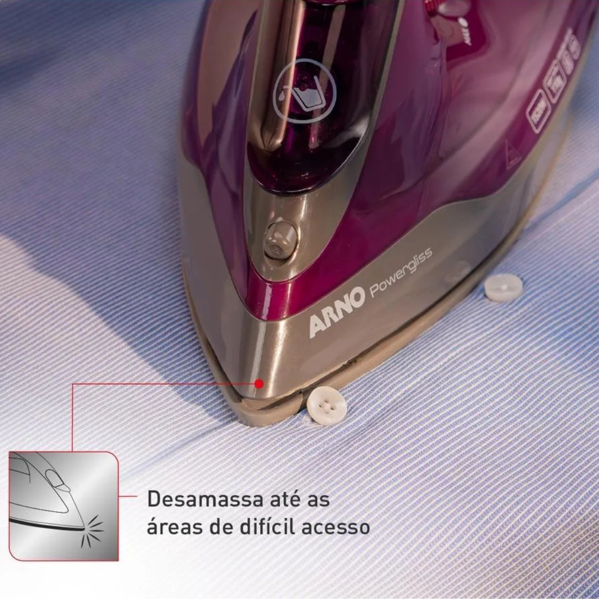 FERRO A VAPOR ARNO POWERGLISS BASE XGLIDE FPO1 ROXO 127V FERRO A VAPOR ARNO POWERGLISS BASE XGLIDE FPO1 ROXO 127V