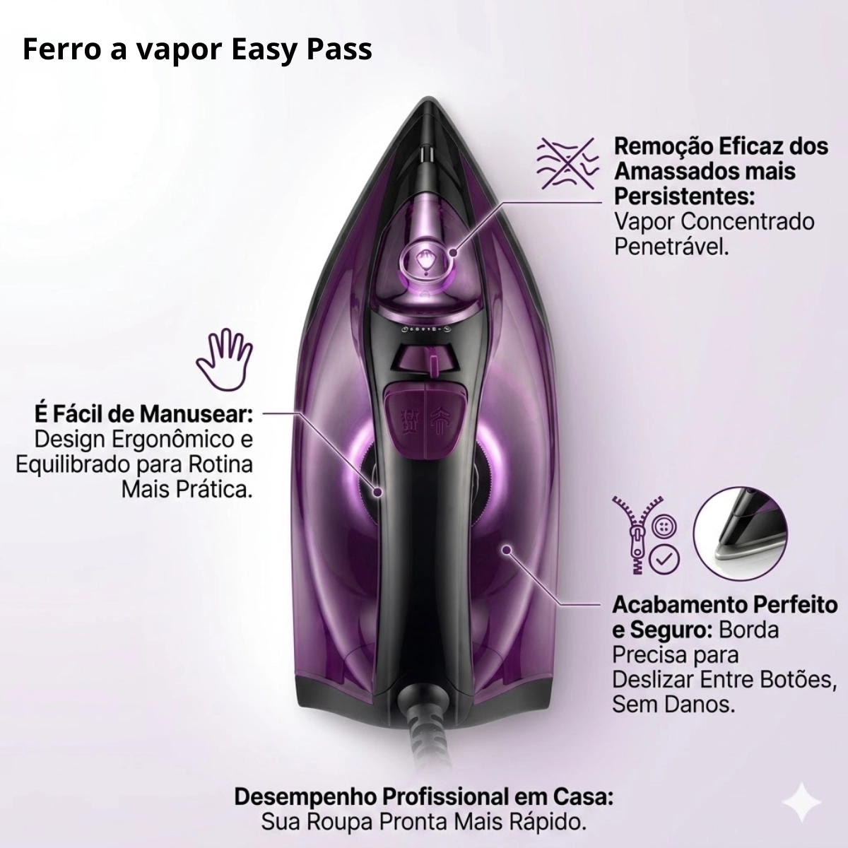 FERRO DE PASSAR A VAPOR EASY PASS ELGIN 1200W 127V