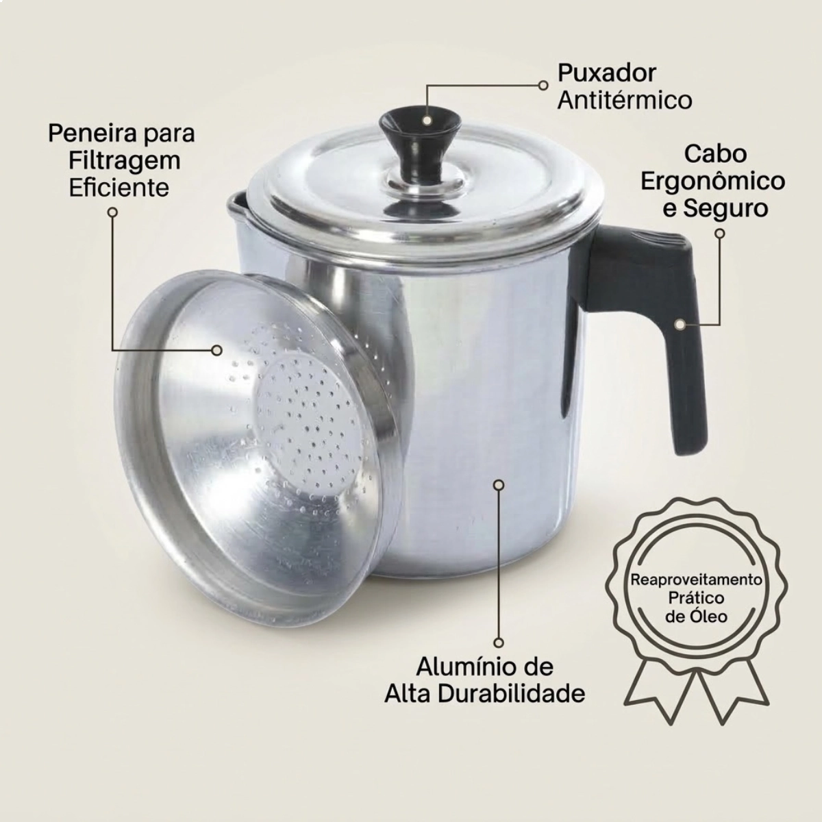 FILTRO DE ÓLEO DE  ALUMÍNIO 1,1LITROS PENEIRA COADOR ALOESTE
