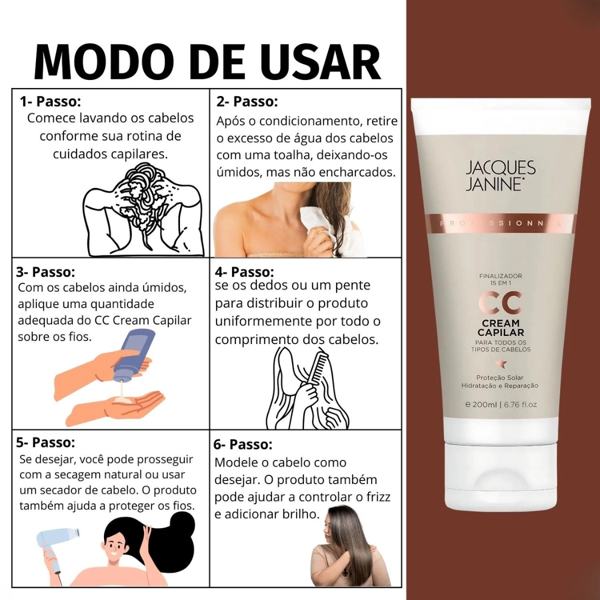 FINALIZADOR CAPILAR CC CREAM JACQUES JANINE 15 EM 1 150ML