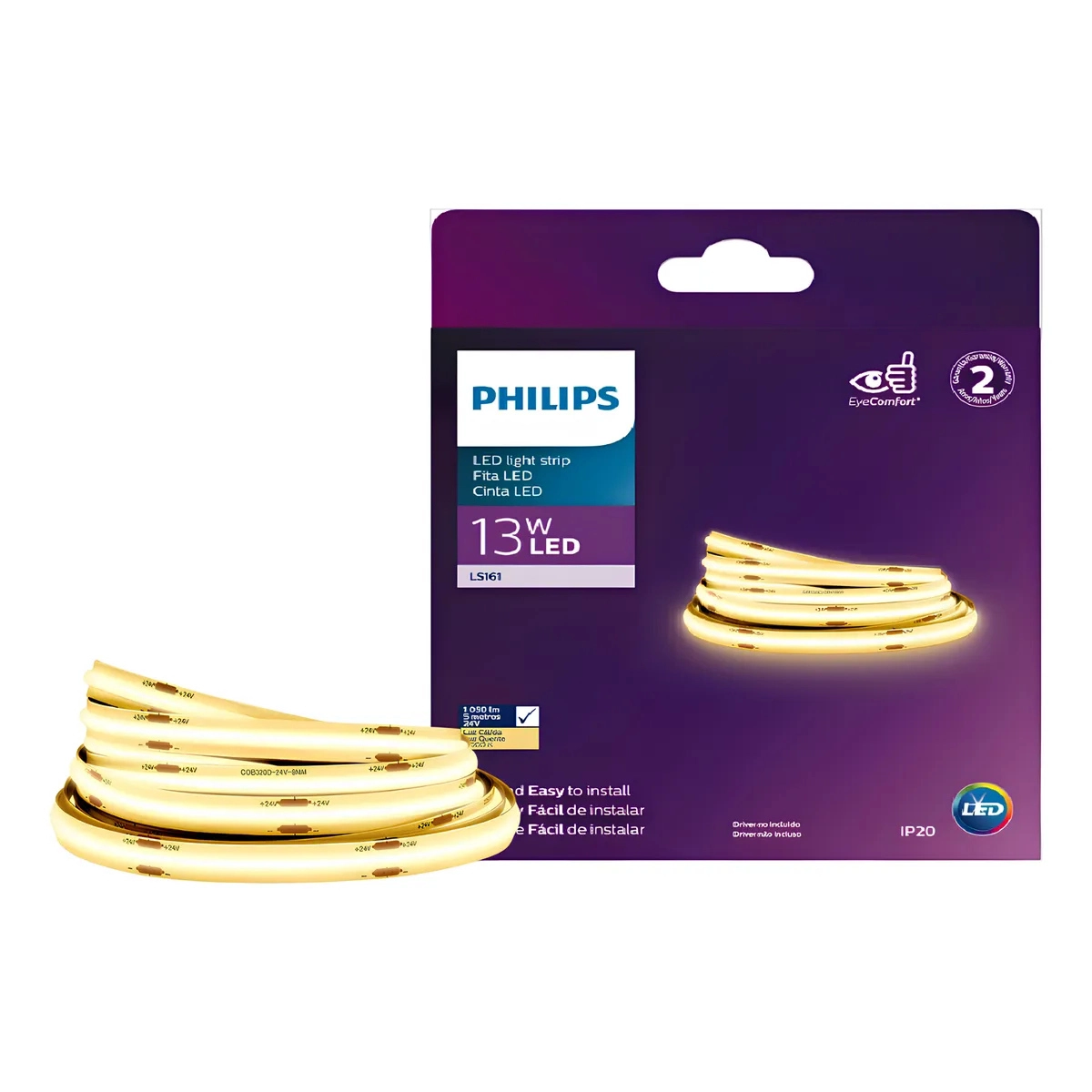 FITA LED PHILIPS COB 5M 13W 3000K 1050LM BRANCO-QUENTE