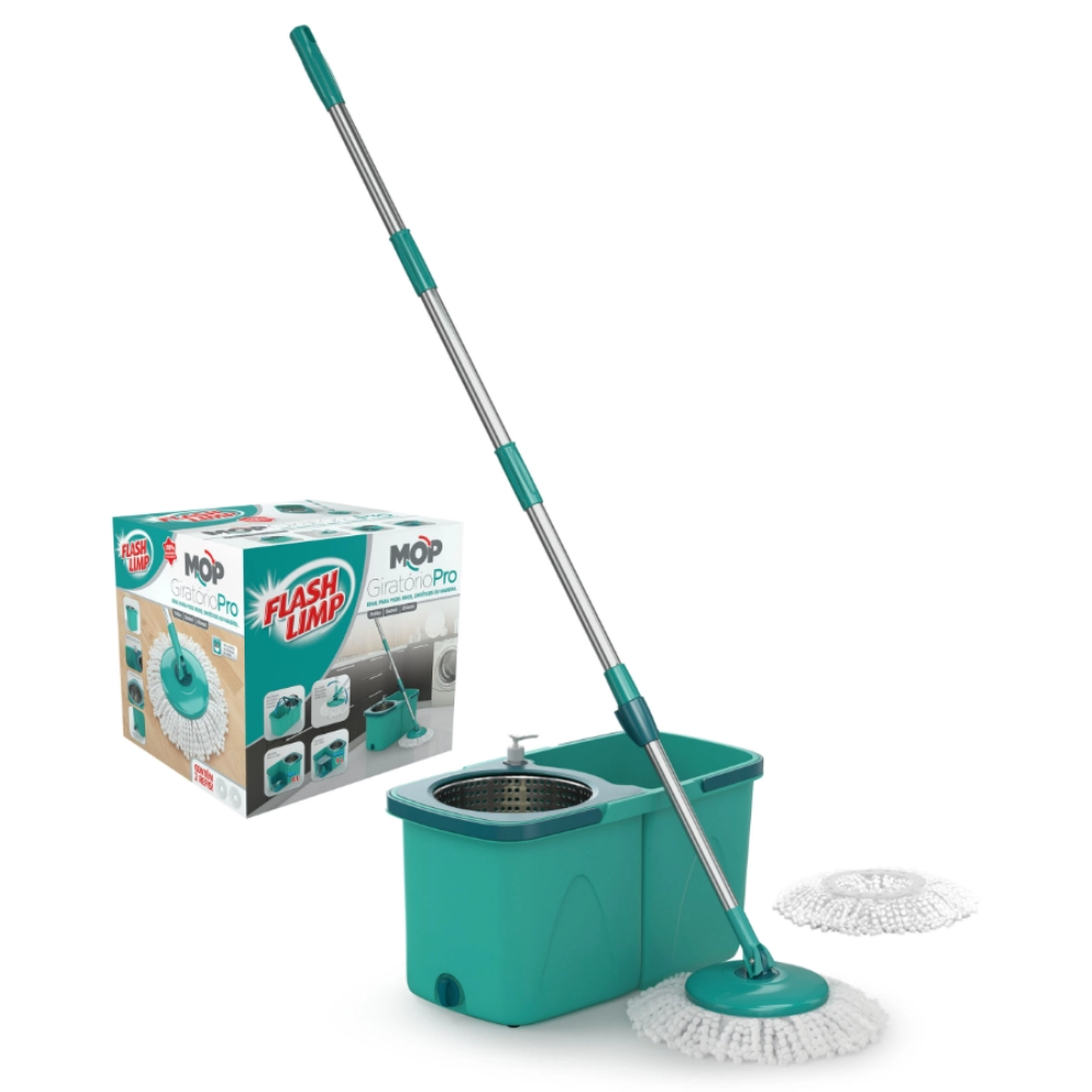 Flash Limp mop7824 mop giratório pró com 2 refis 9 litros cor verde