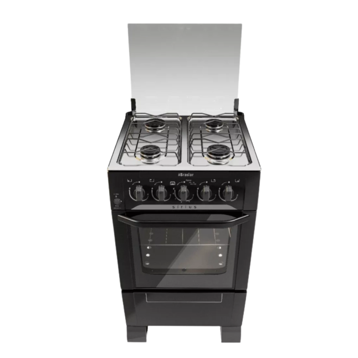Fogão 4 Bocas Braslar Sirius Plus Preto Bivolt Compacto e Potente