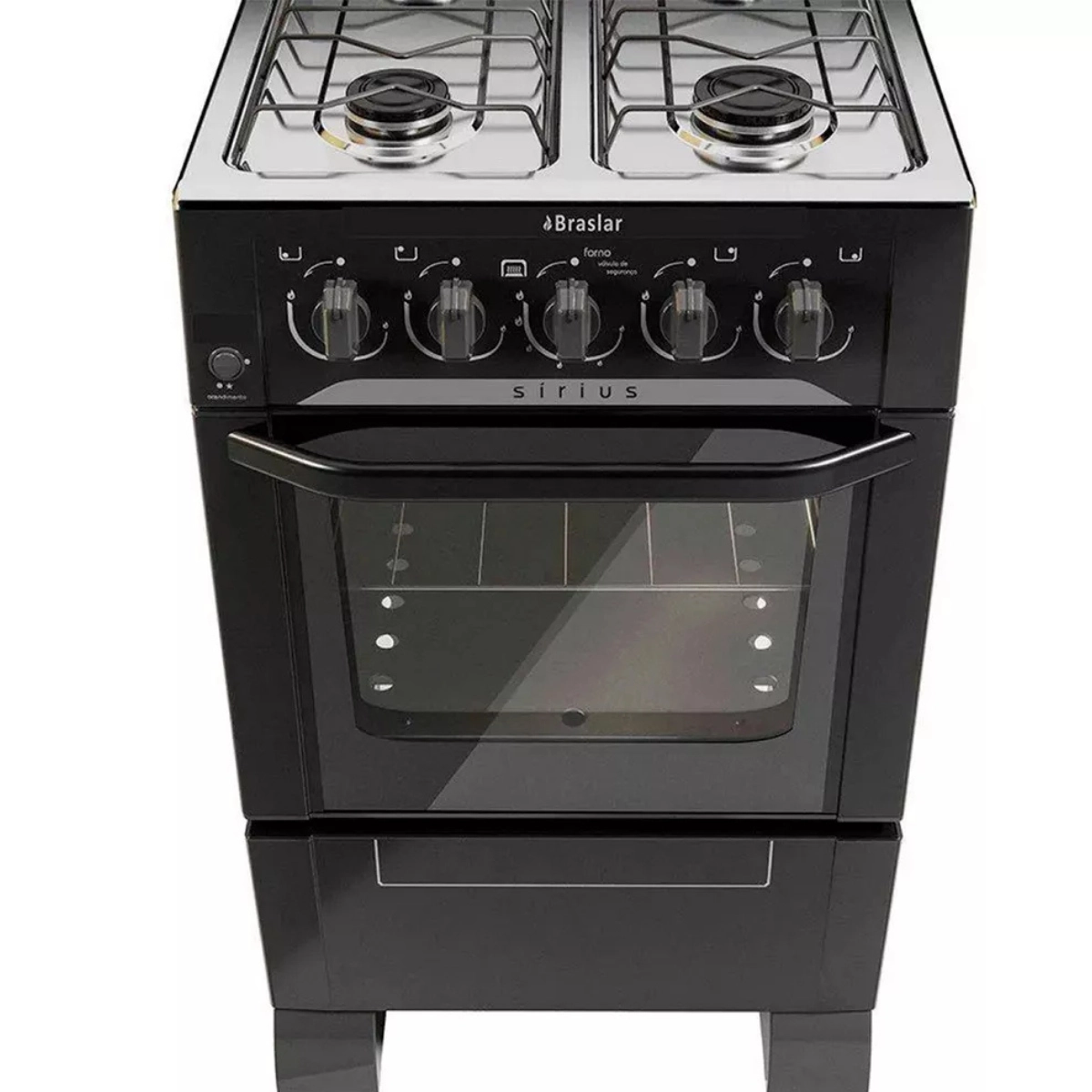 Fogão 4 Bocas Braslar Sirius Plus Preto Bivolt Compacto e Potente