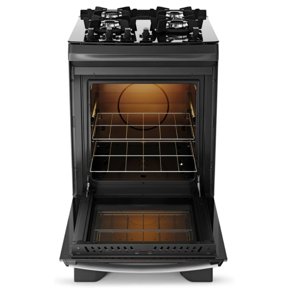 Fogão 4 Bocas Preto com Mesa de Vidro Dako Supreme Glass Bivolt