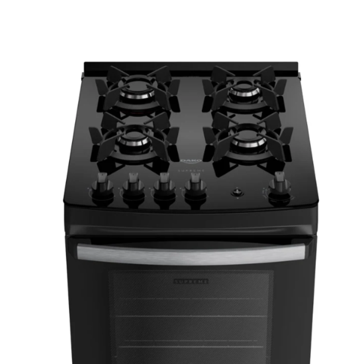 Fogão 4 Bocas Preto com Mesa de Vidro Dako Supreme Glass Bivolt