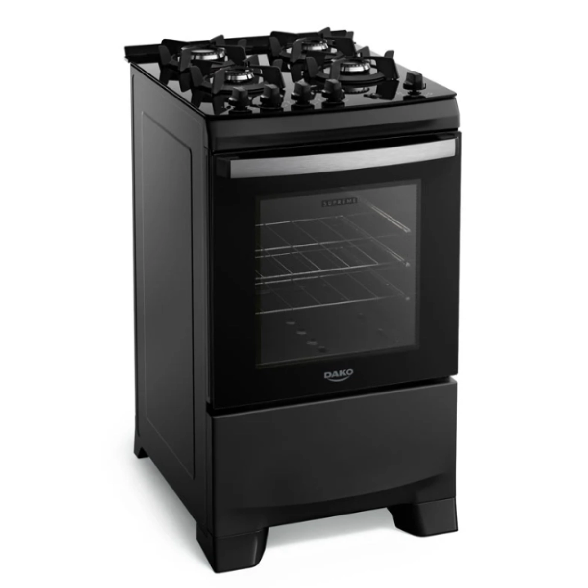 Fogão 4 Bocas Preto com Mesa de Vidro Dako Supreme Glass Bivolt
