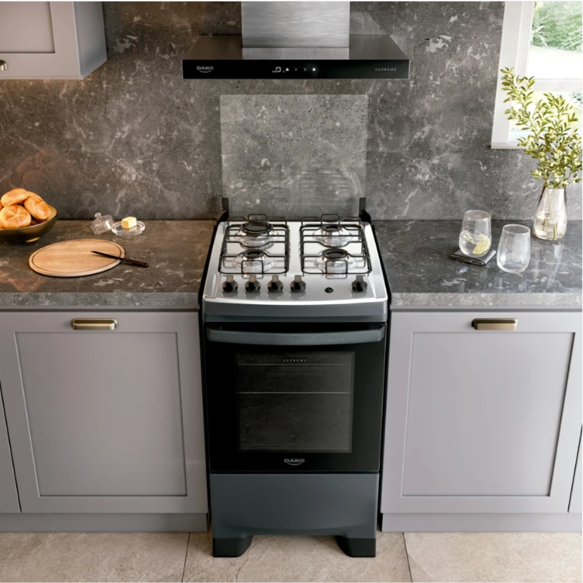 Fogão 4 Bocas Titanium com Mesa Inox Dako Supreme - bivolt 