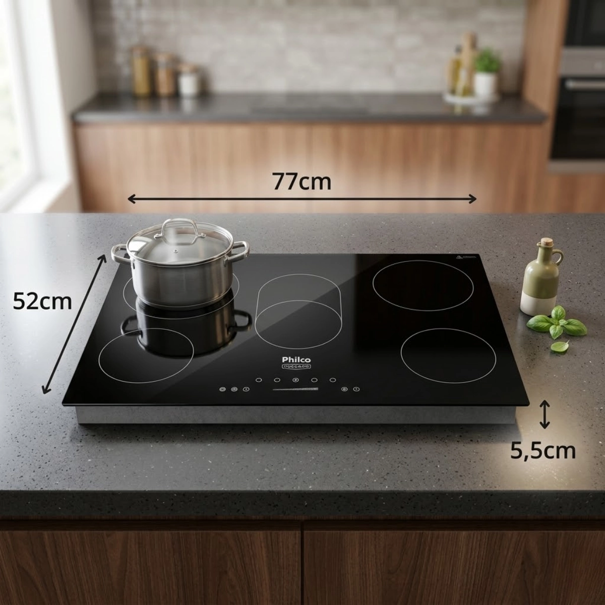 FOGÃO COOKTOP VITROCERÂMICO PHILCO 5 BOCAS TOUCH 220V