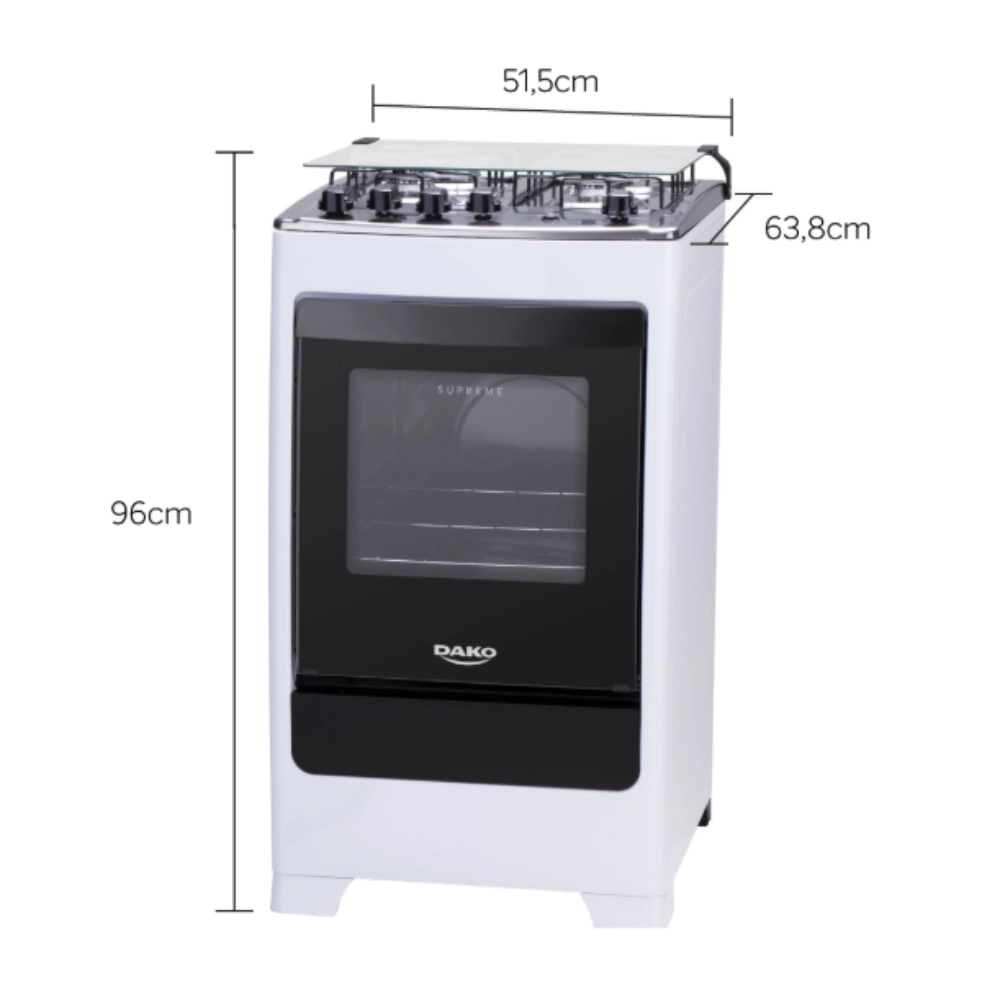 Fogão Dako Supreme Branco 4 Bocas Com Acendimento Automático 110V 220V (Bivolt)
