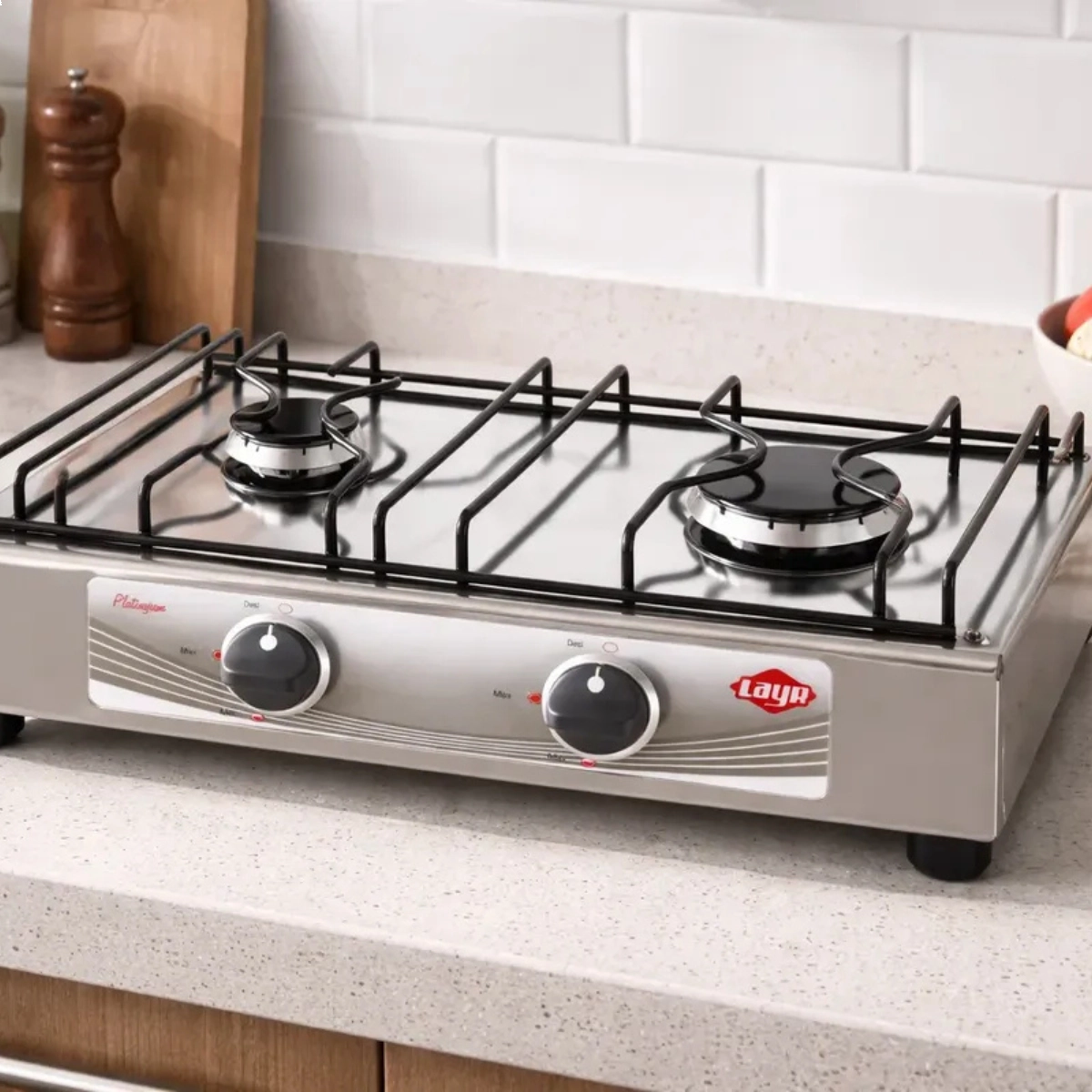 FOGÃO DE MESA LAYR GAS 2 BOCAS PLATINYUM AÇO INOX FOGÃO DE MESA LAYR GAS 2 BOCAS PLATINYUM AÇO INOX
