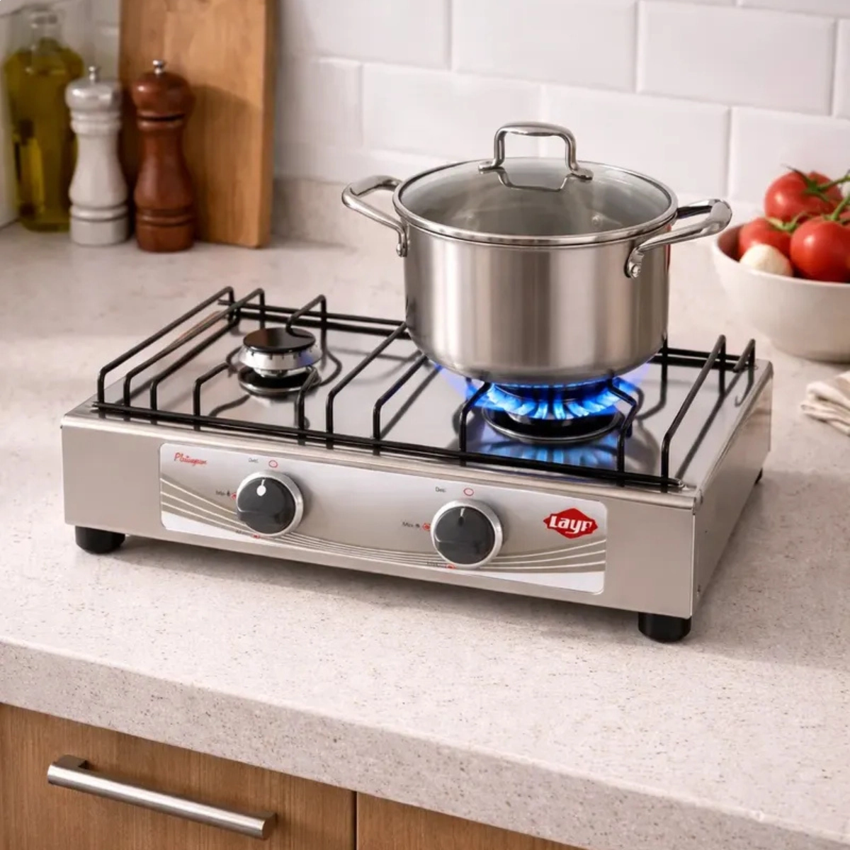 FOGÃO DE MESA LAYR GAS 2 BOCAS PLATINYUM AÇO INOX FOGÃO DE MESA LAYR GAS 2 BOCAS PLATINYUM AÇO INOX