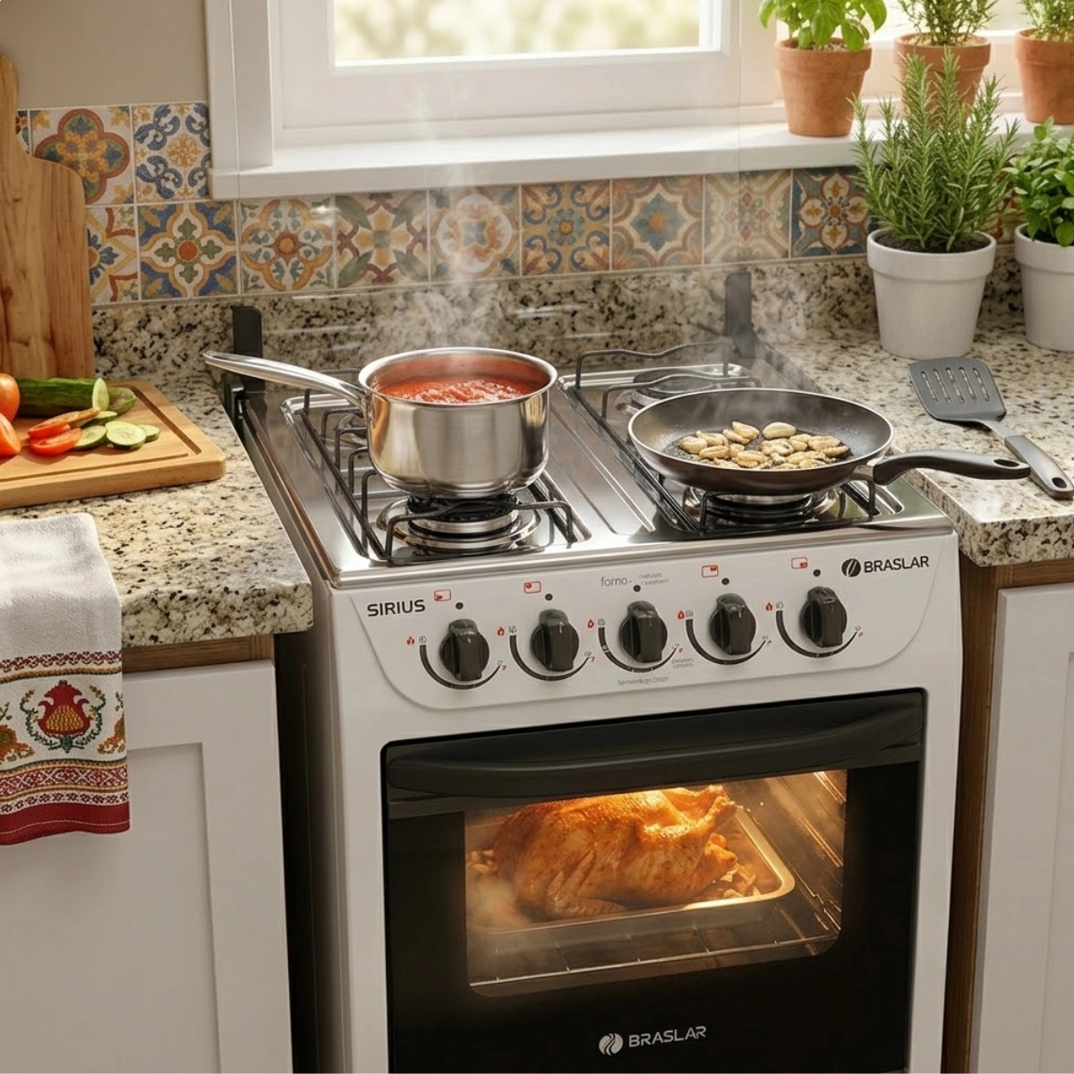 FOGÃO DE PISO NEW SIRIUS 4 BOCAS MESA INOX BRASLAR BRANCO FOGÃO DE PISO NEW SIRIUS 4 BOCAS MESA INOX BRASLAR BRANCO