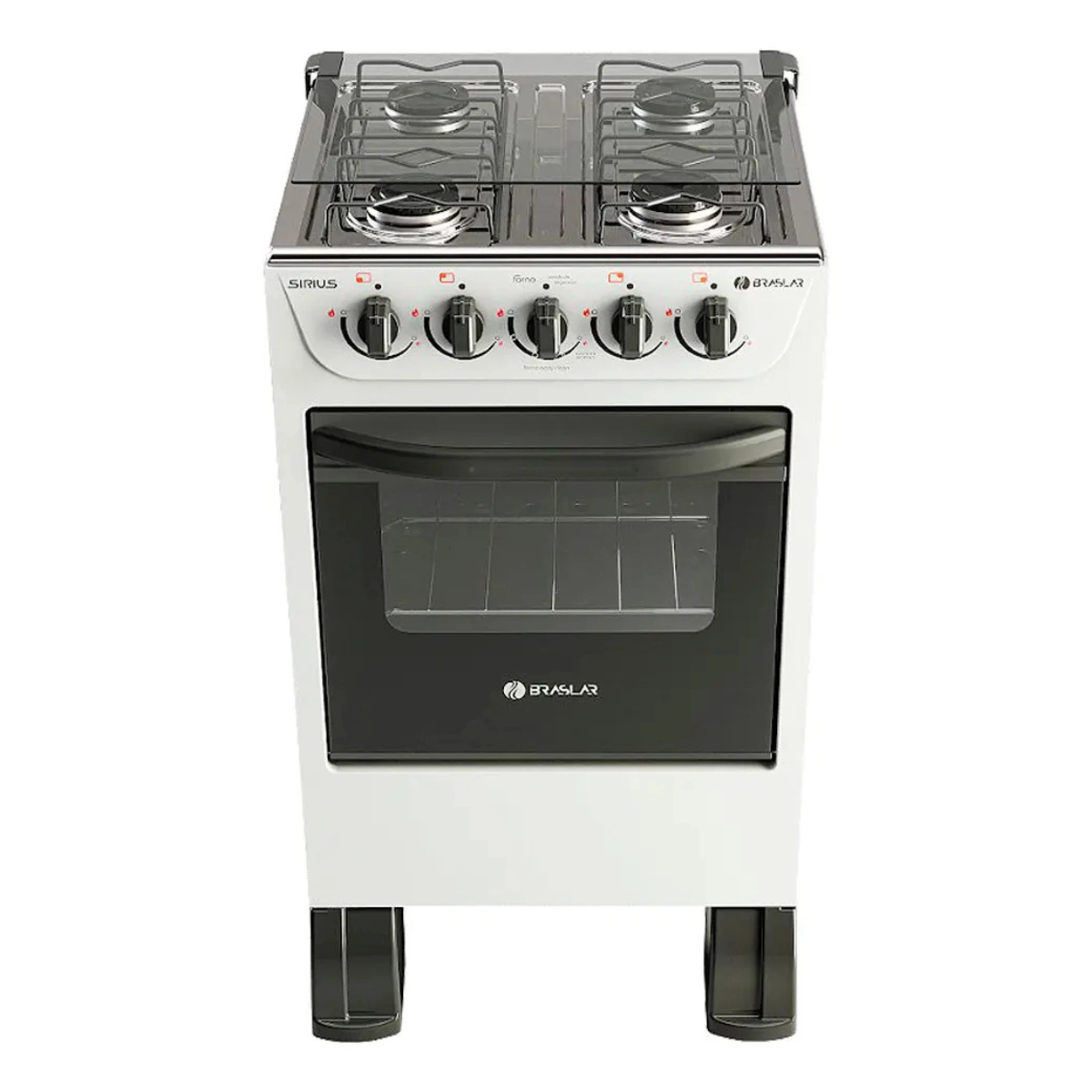 FOGÃO DE PISO NEW SIRIUS 4 BOCAS MESA INOX BRASLAR BRANCO FOGÃO DE PISO NEW SIRIUS 4 BOCAS MESA INOX BRASLAR BRANCO