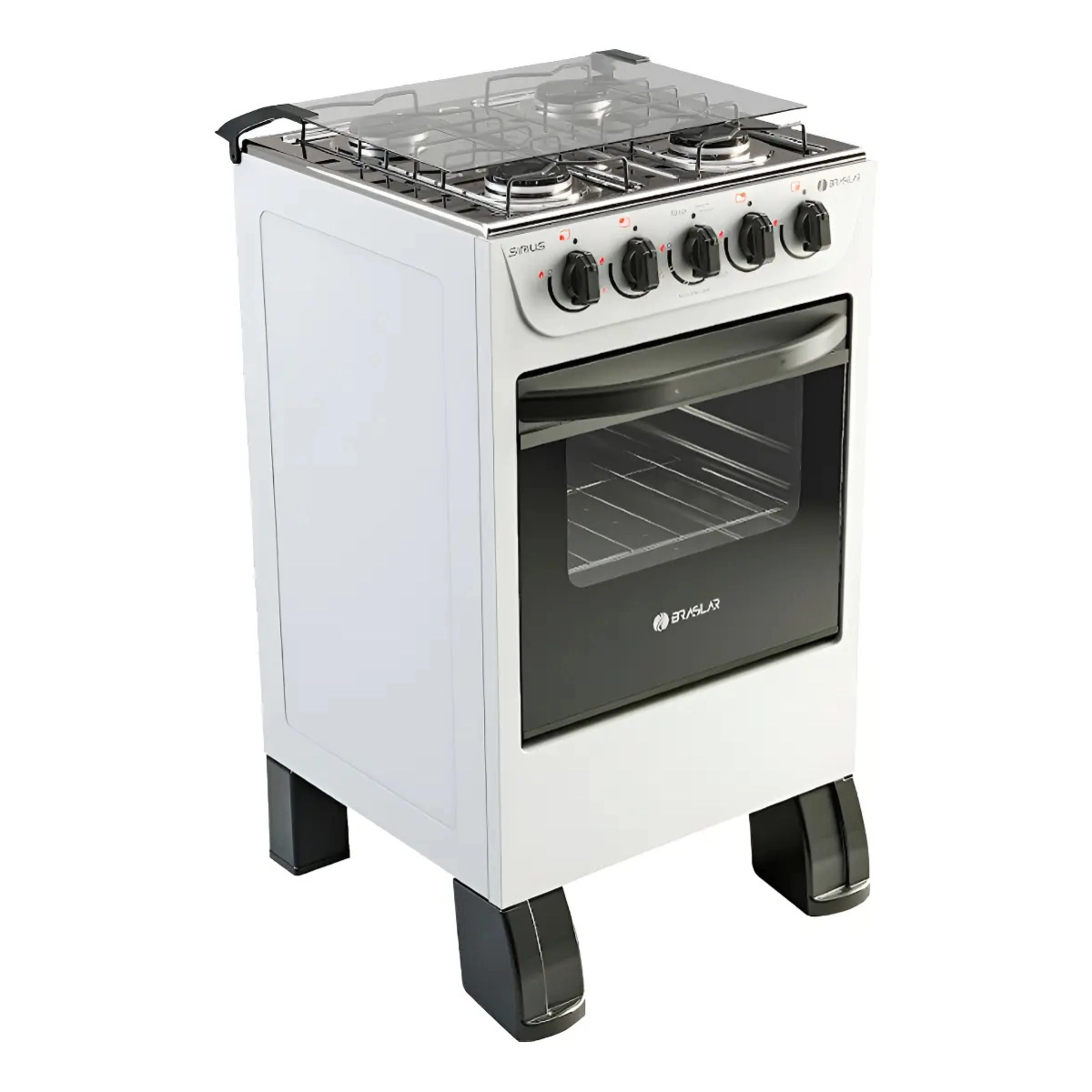 FOGÃO DE PISO NEW SIRIUS 4 BOCAS MESA INOX BRASLAR BRANCO