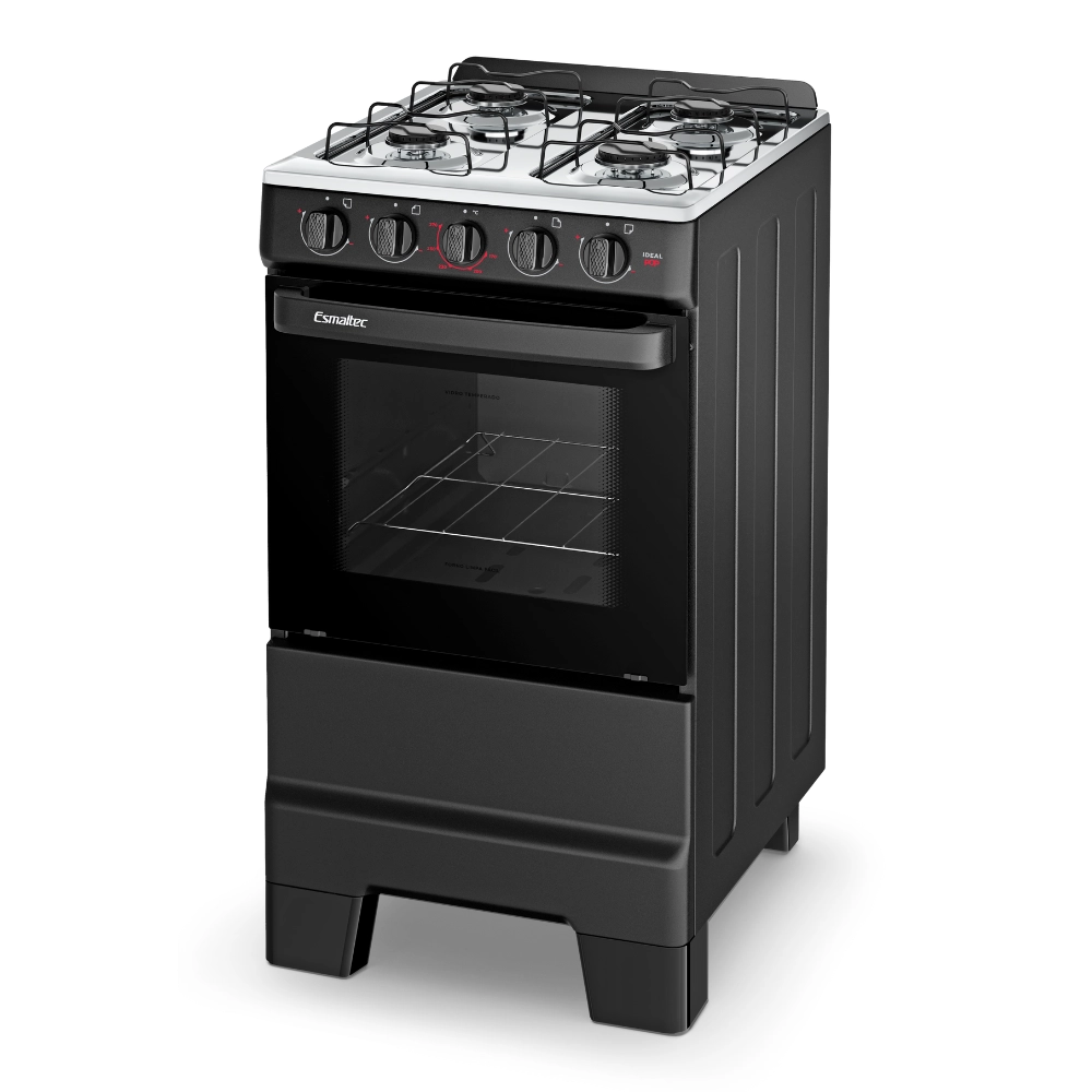 Fogão Esmaltec Ideal Pop F4ISP 4 Bocas Acendimento Manual Preto