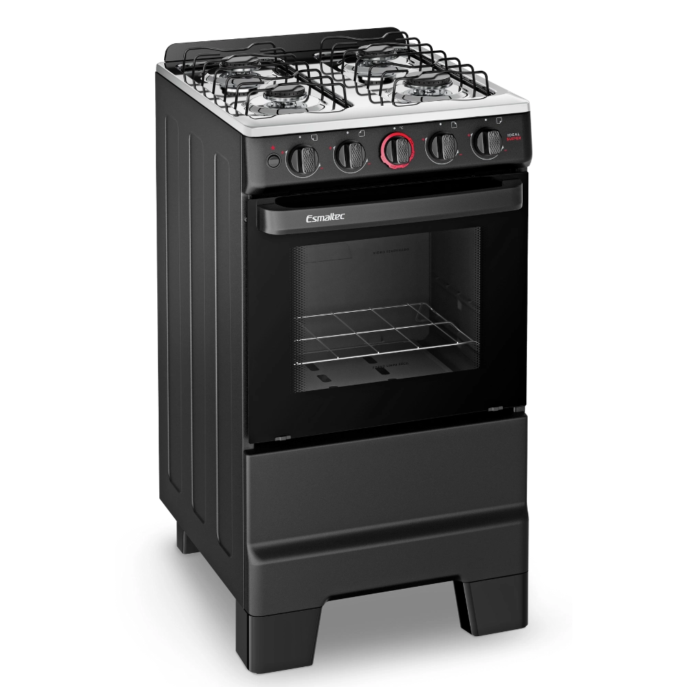 Fogão Esmaltec Ideal Super 4 Bocas Automático F4IAP Preto