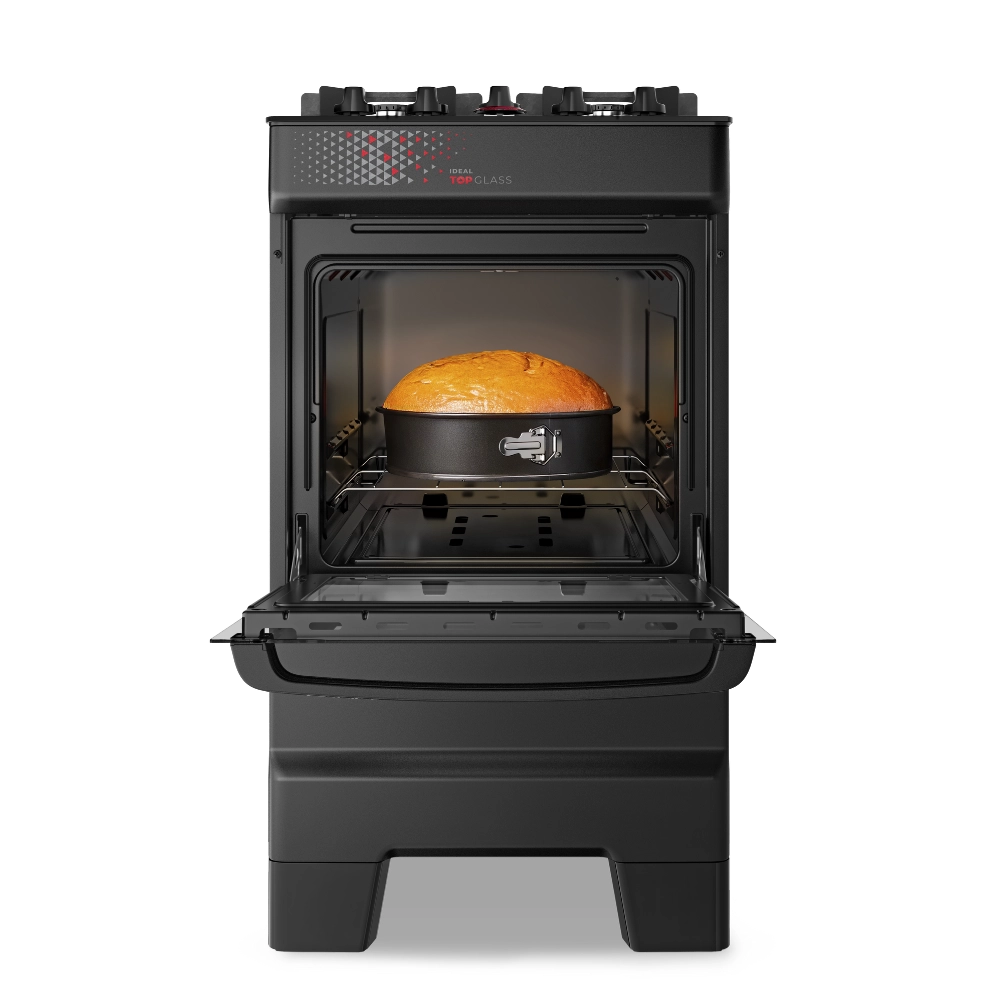 Fogão Esmaltec Ideal Top 4 Bocas T4VAP Automático Mesa de Vidro Preto Bivolt