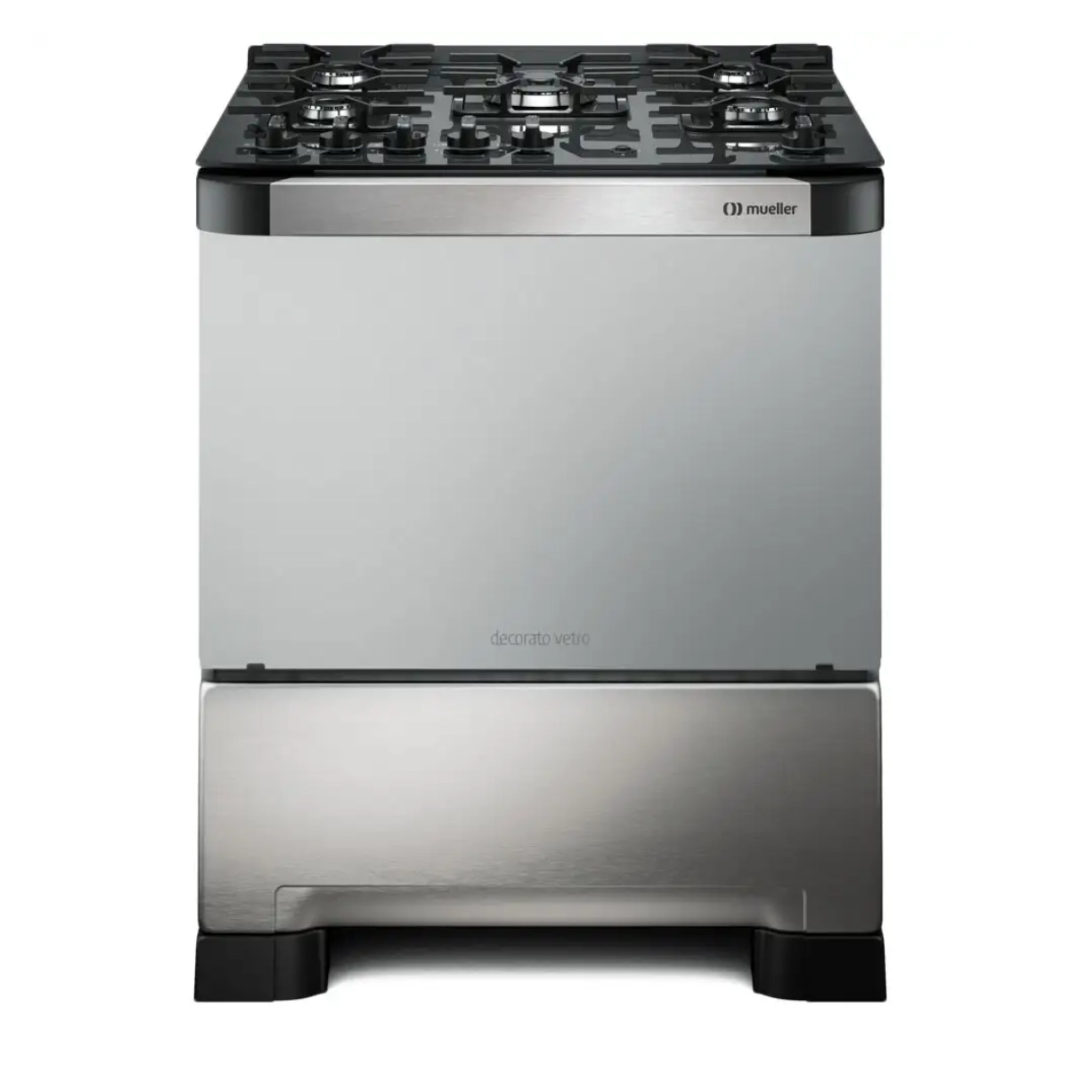 FOGAO 5 BOCAS MESA DE VIDRO MUELLER DECORATO VETRO INOX
