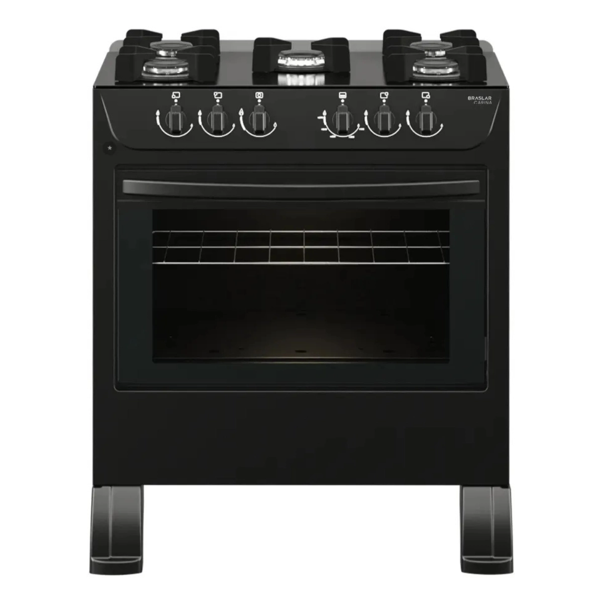 FOGAO BRASLAR 5 BOCAS CARINA BLACK FORNO TREMPE ESMALTADA