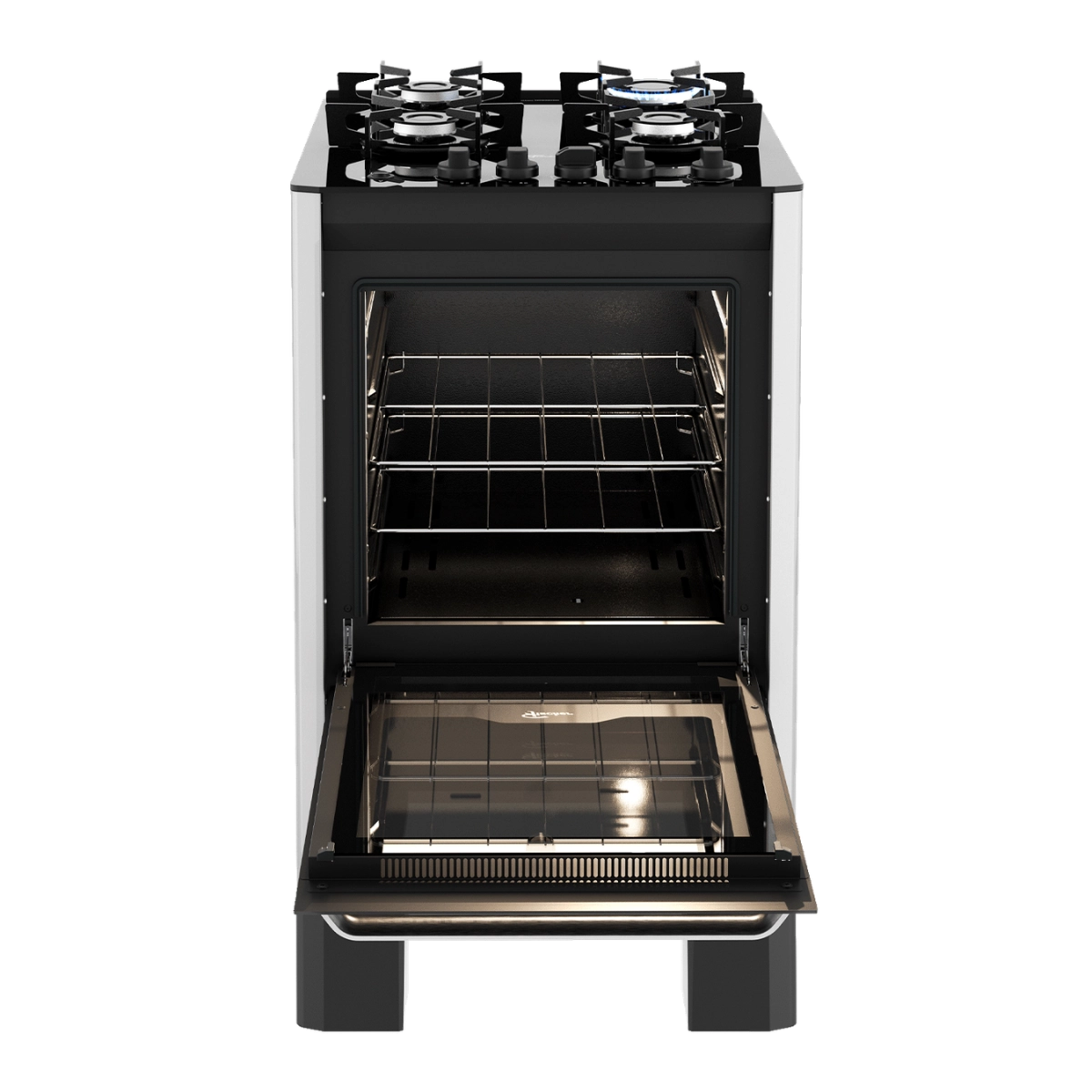 Fogao de Piso a Gas Fischer 4 Bocas Fit Line Trempe Iron Mesa Vidro Silver Bivolt Fogao de Piso a Gas Fischer 4 Bocas Fit Line Trempe Iron Mesa Vidro Silver Bivolt