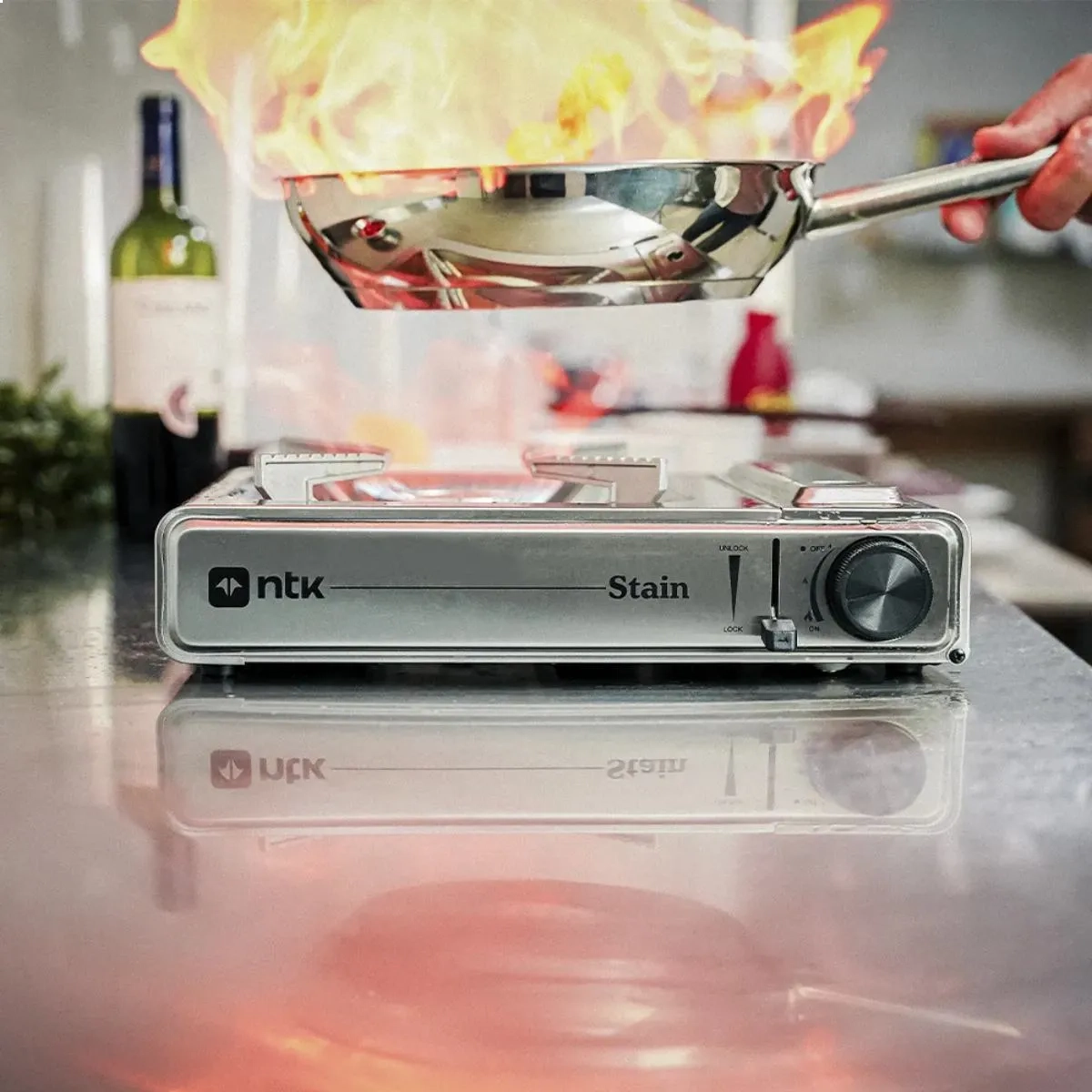 FOGAREIRO 1 BOCA AUTOMATICO FLEX FUEL NAUTIKA EM INOX