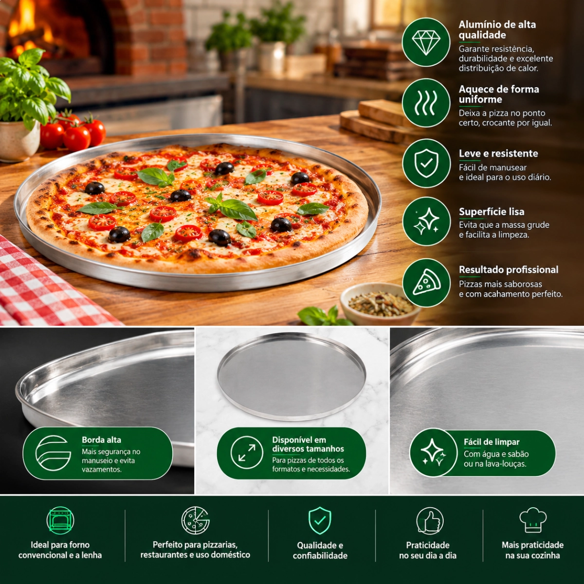 FORMA ASSADEIRA PIZZA ALUMÍNIO TAMANHO FAMÍLIA N40 ALOESTE