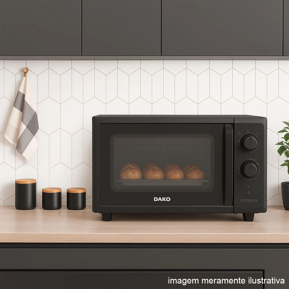 FORNO DE BANCADA ELÉTRICO PRETO DAKO SUPREME 44 LITROS 220V