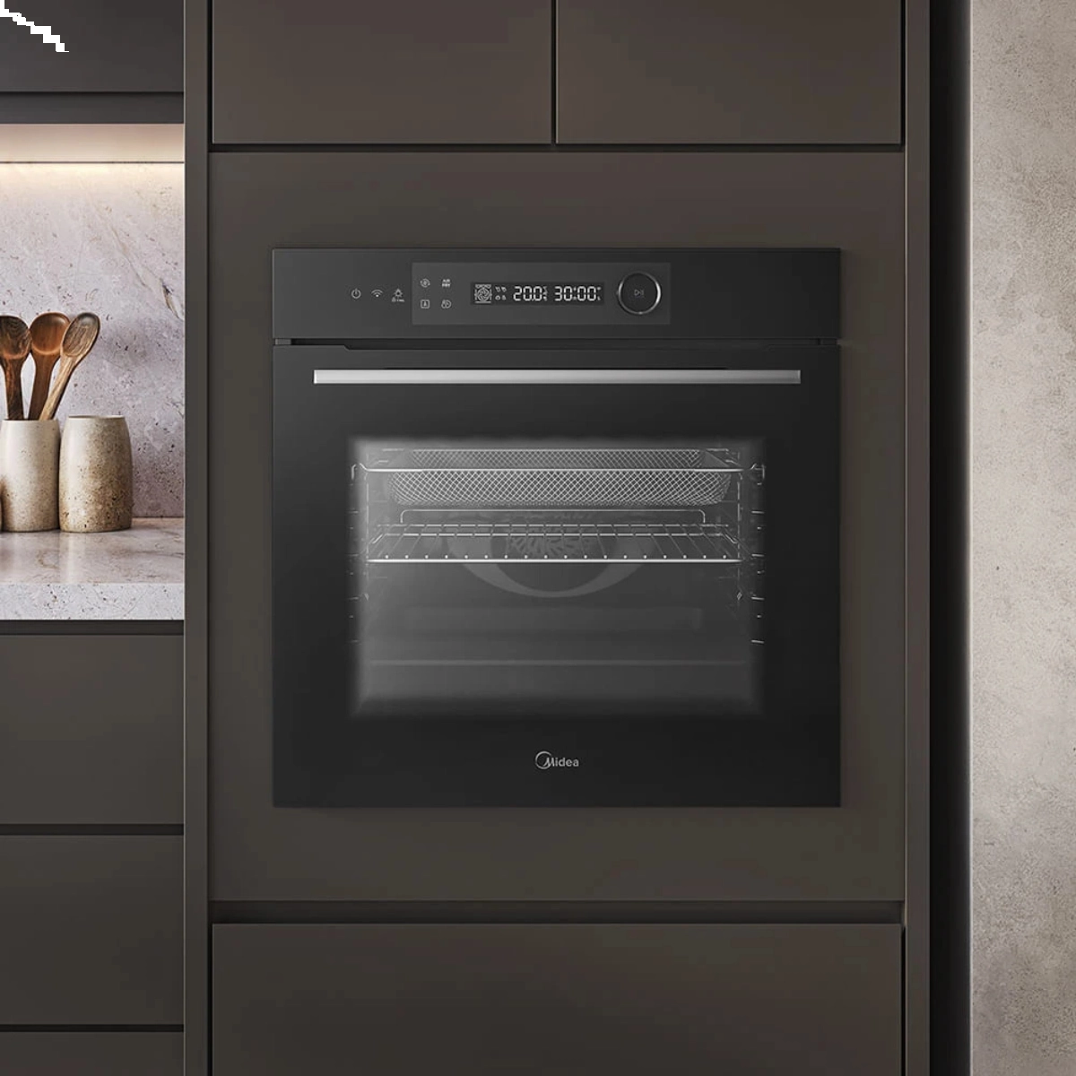 FORNO DE EMBUTIR ELÉTRICO 80L MIDEA TOUCH SMART AIRFRYER 14 FUNÇÕES 220V FORNO DE EMBUTIR ELÉTRICO 80L MIDEA TOUCH SMART AIRFRYER 14 FUNÇÕES 220V