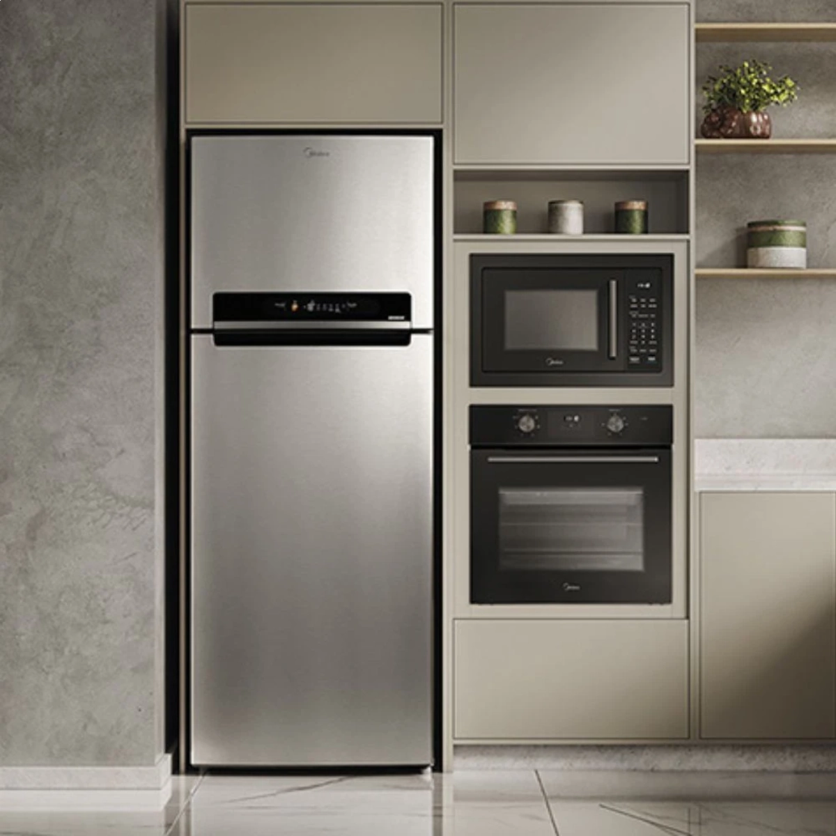 FORNO DE EMBUTIR ELÉTRICO DIGITAL COM AIRFRYER 68L MIDEA 220V