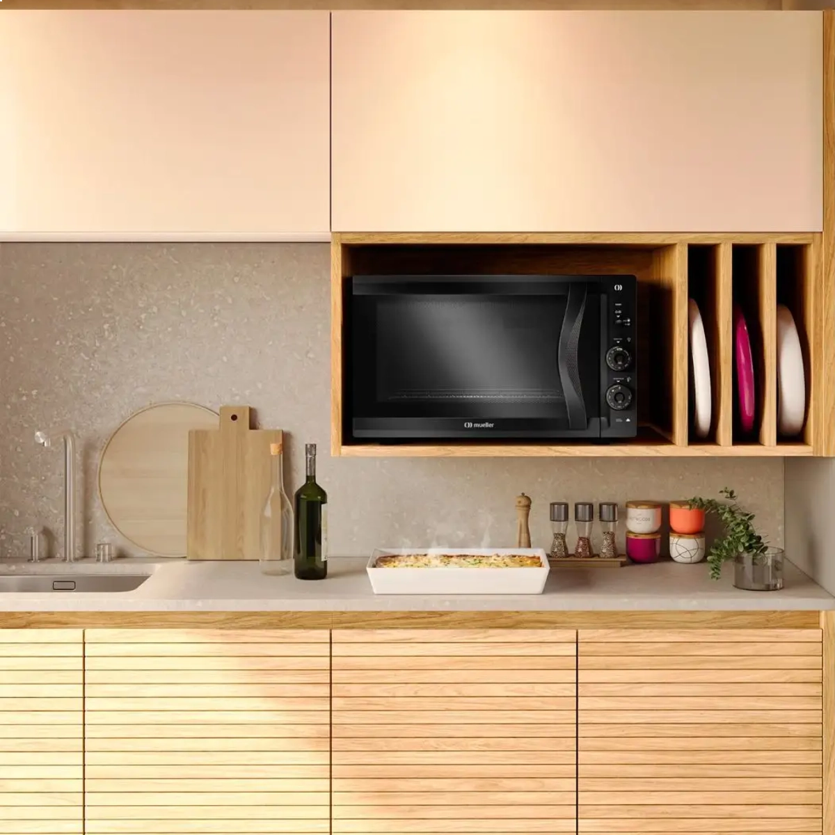 FORNO ELÉTRICO DE BANCADA 50 LITROS VIDRO DUPLO PRETO FOSCO 127V