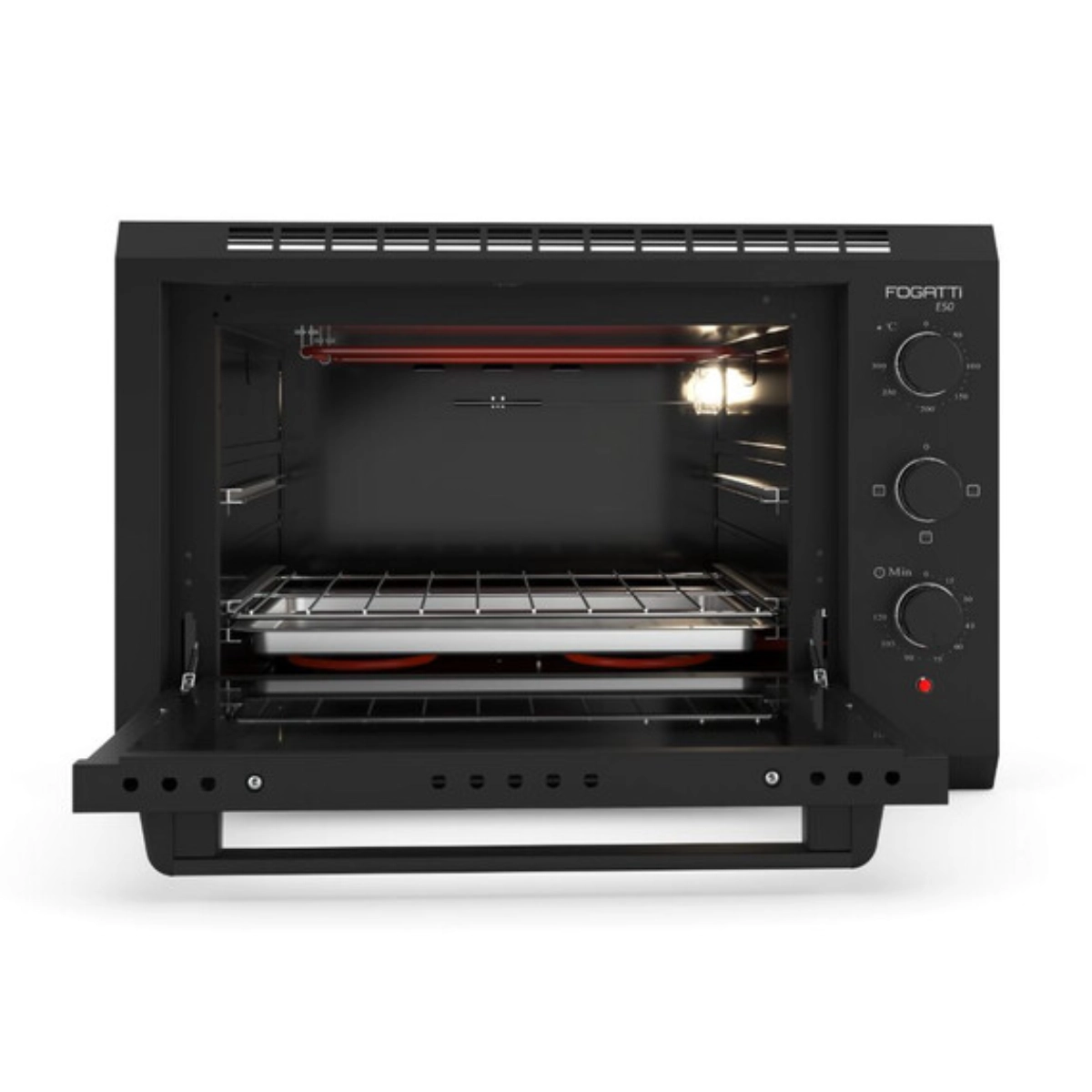 FORNO ELÉTRICO DE EMBUTIR FOGATTI 50L PRETO 1750W E50 LUZ INTERNA 127V