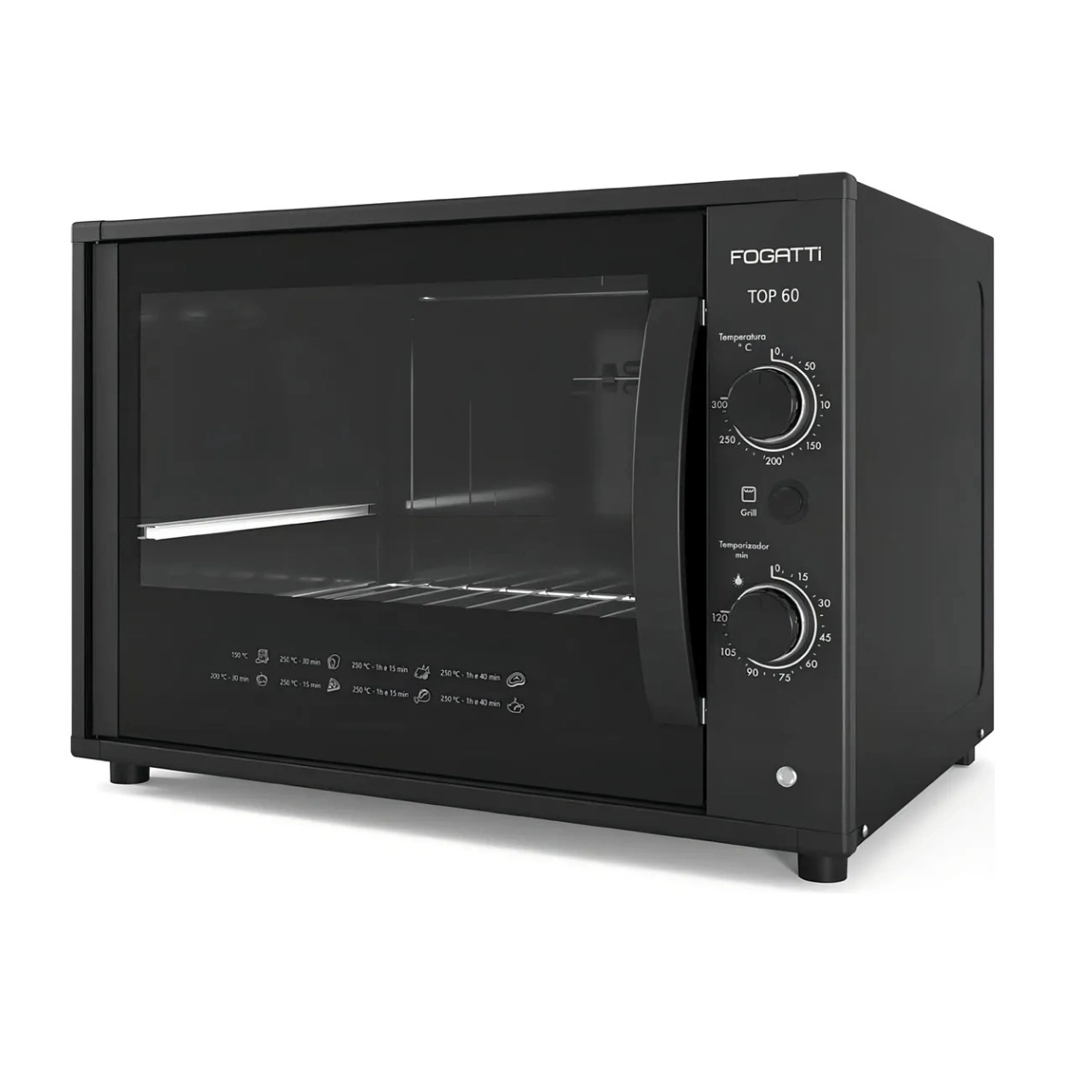 FORNO ELÉTRICO DE EMBUTIR TOP60 FOGATTI 60L PRETO 220V
