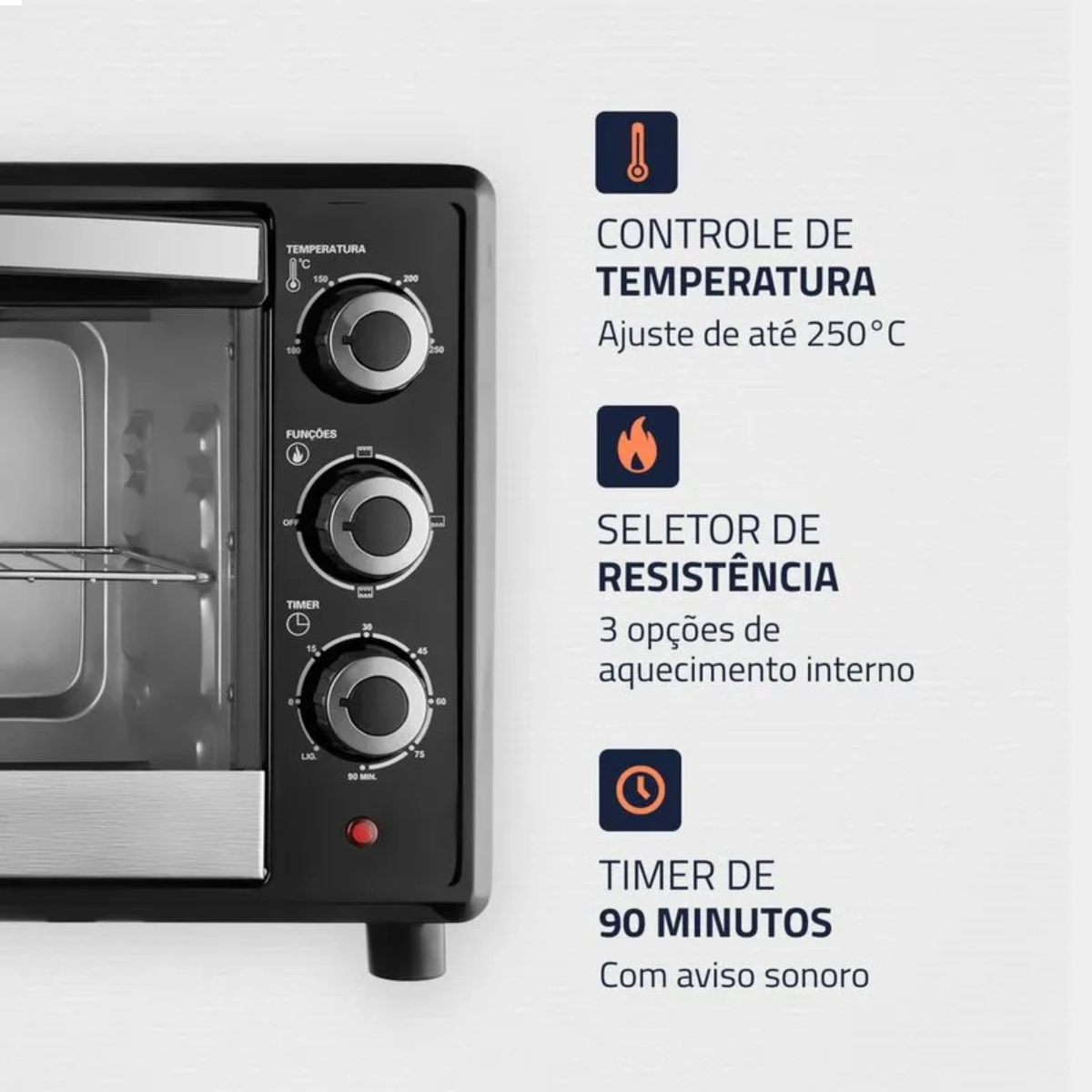 FORNO ELÉTRICO MONDIAL FAMILY FR-42 1600W 42L 127V PRETO